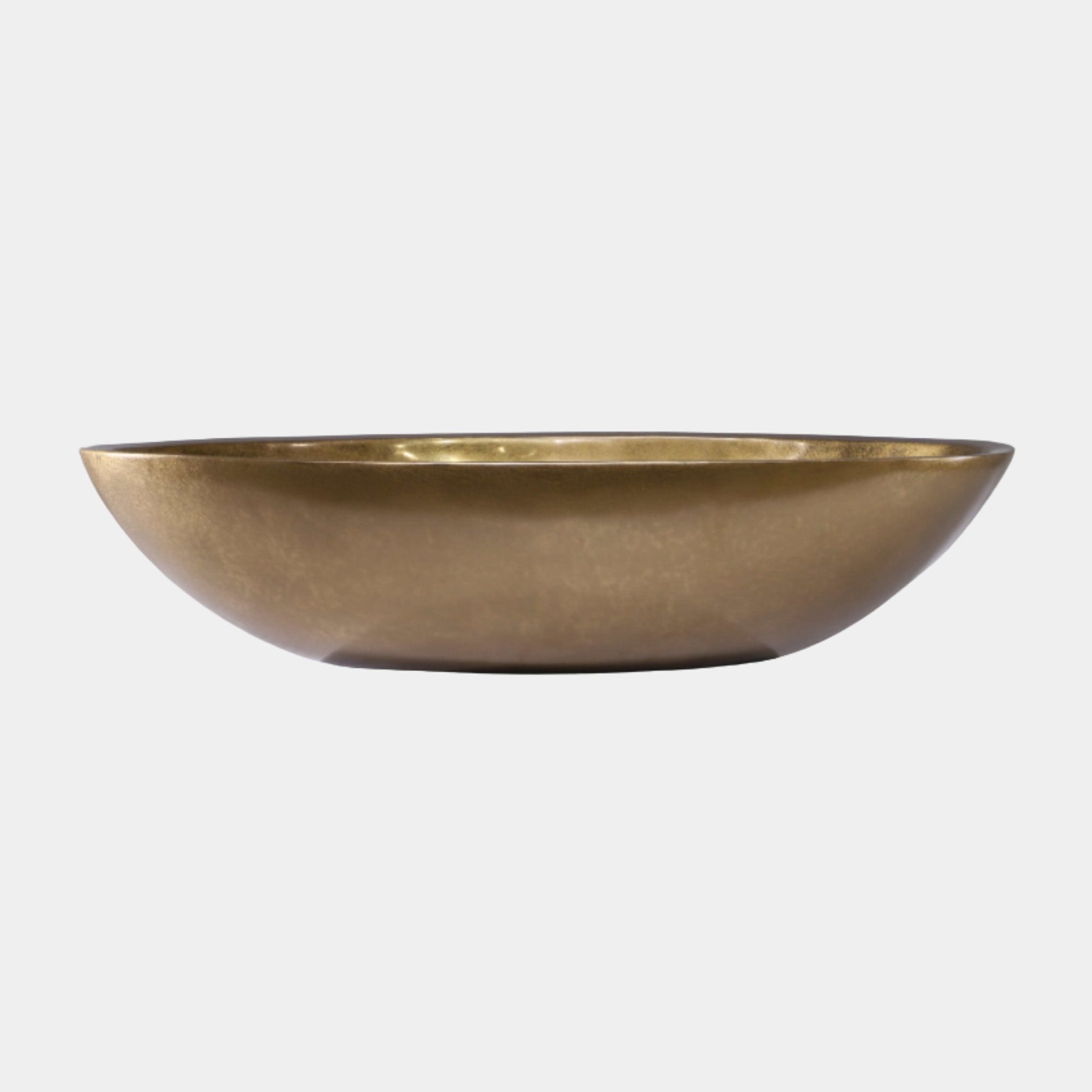 Gold Polished Shallow Bowl on Base Metal Sculpture - 80cm