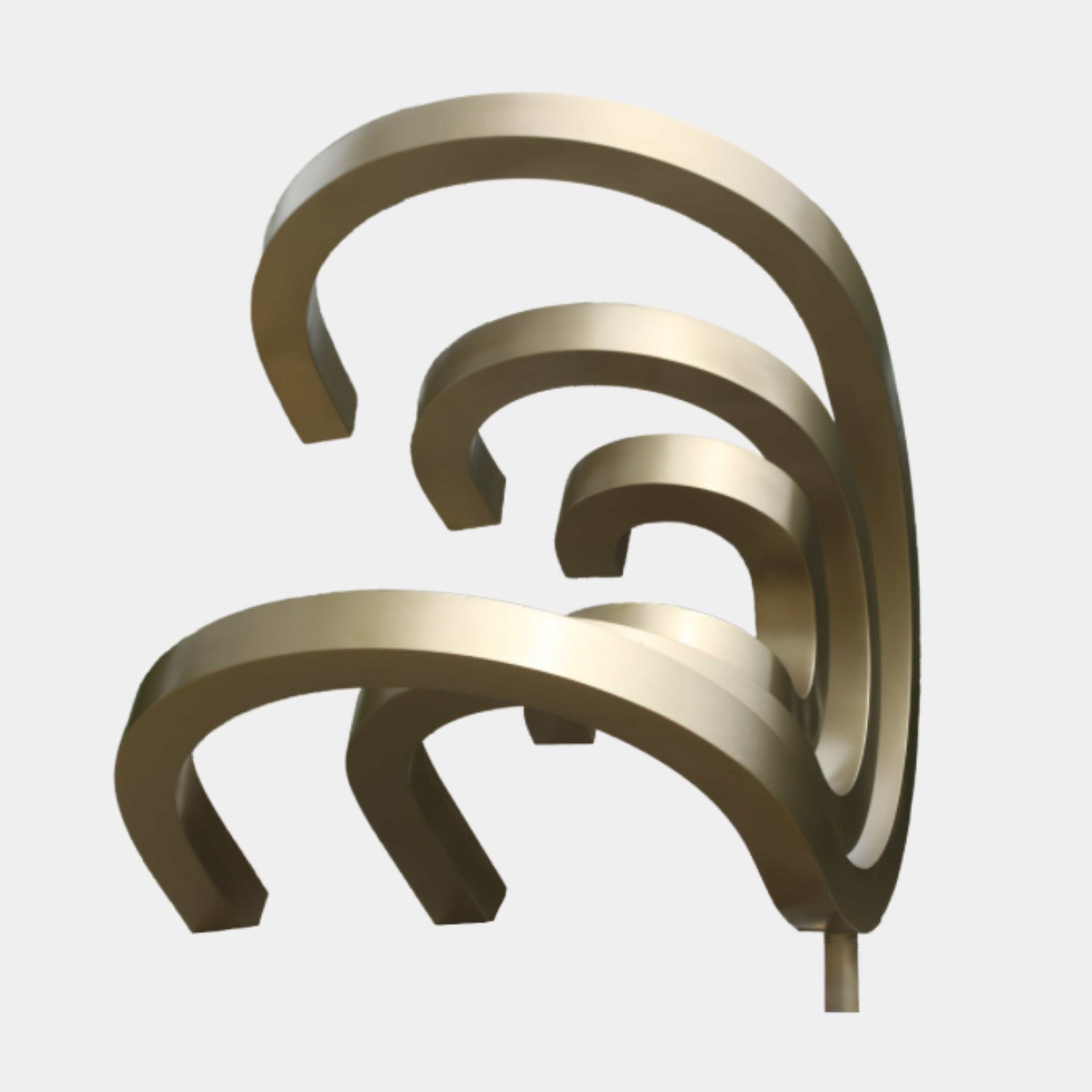 Gold Abstract Layered Curves Stainless Steel Sculpture - 235cm