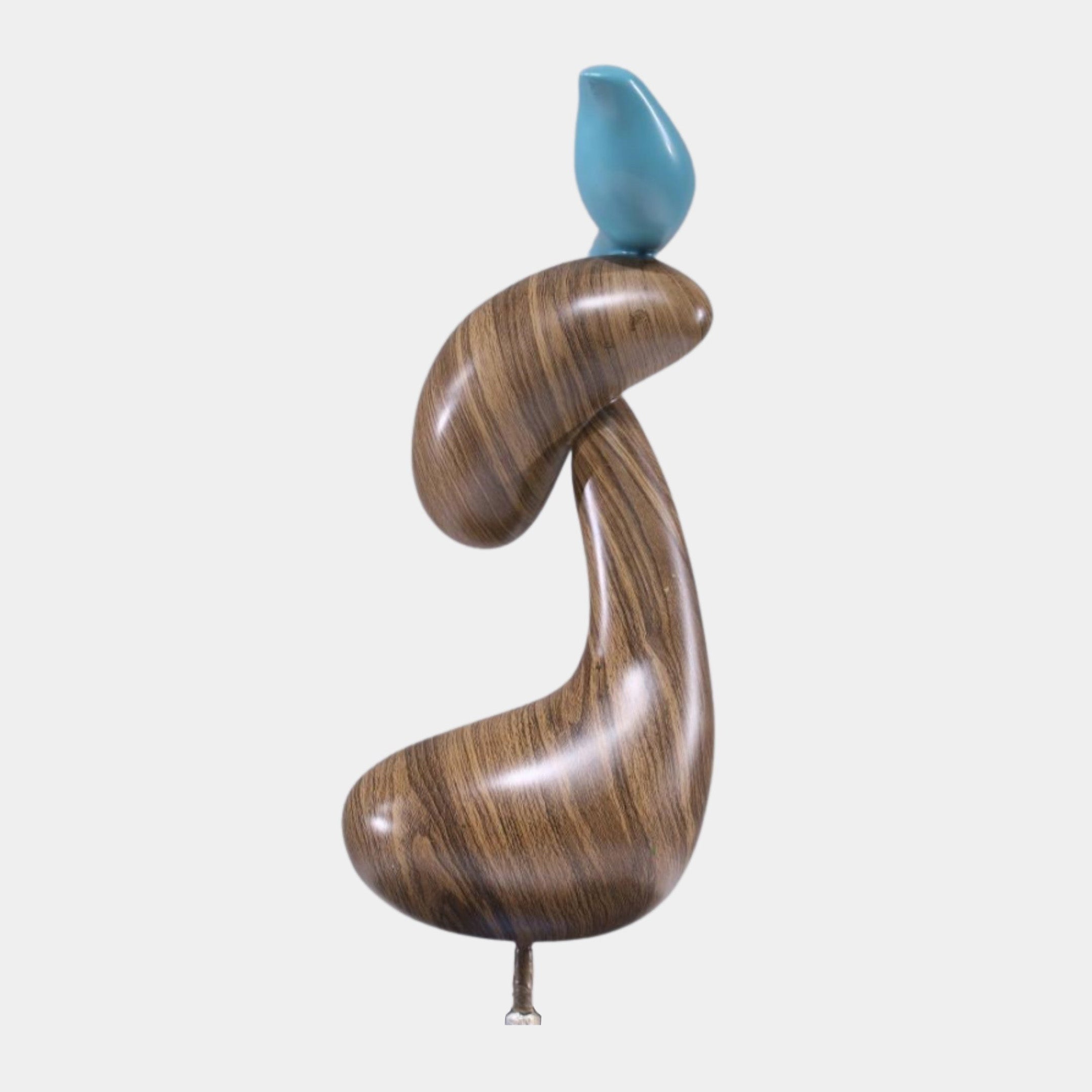 Brown Wood-Grain Abstract Bird Stainless Steel Sculpture - 50cm