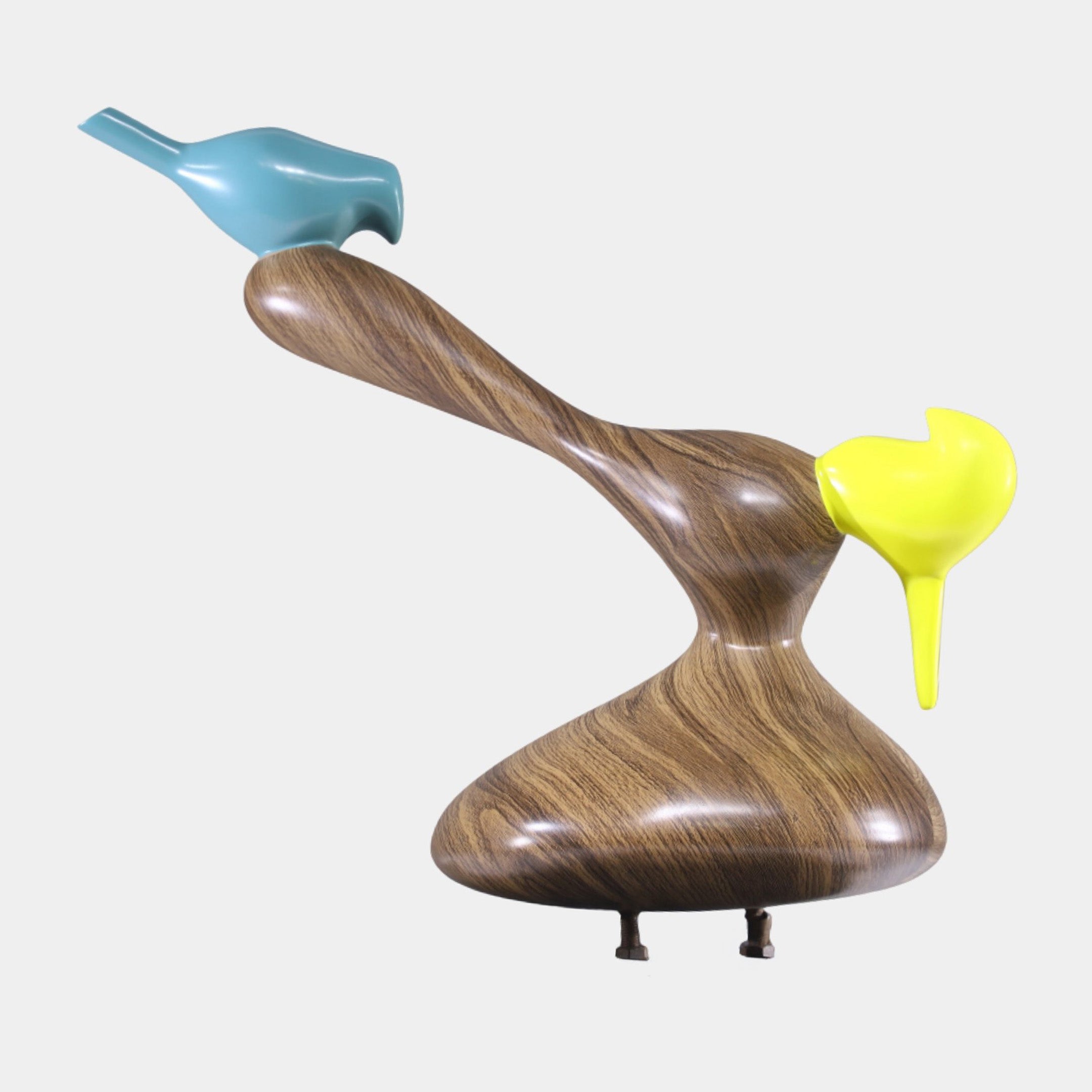 Brown Two Birds on a Loop Stainless Steel Sculpture - 50cm