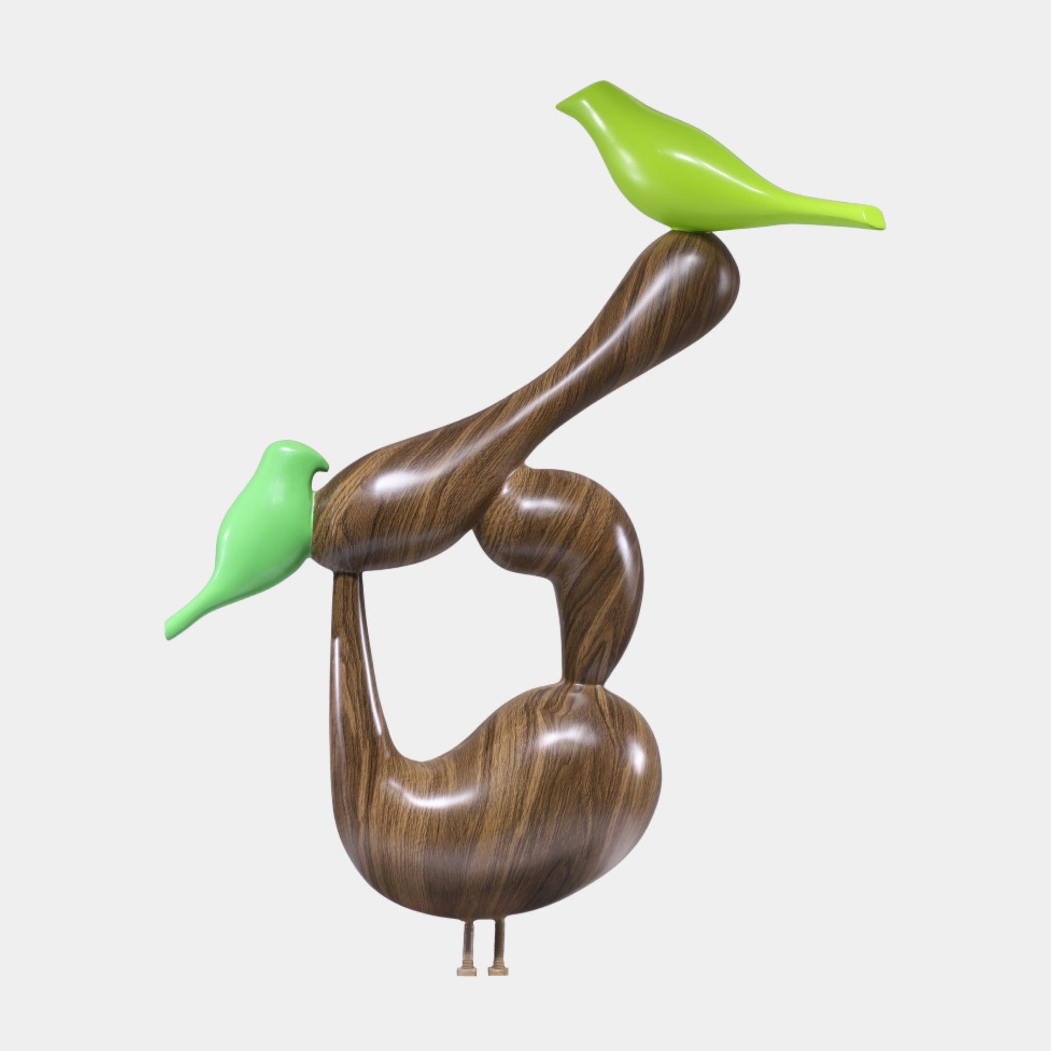 Brown Loop with Two Birds Stainless Steel Sculpture - 80cm