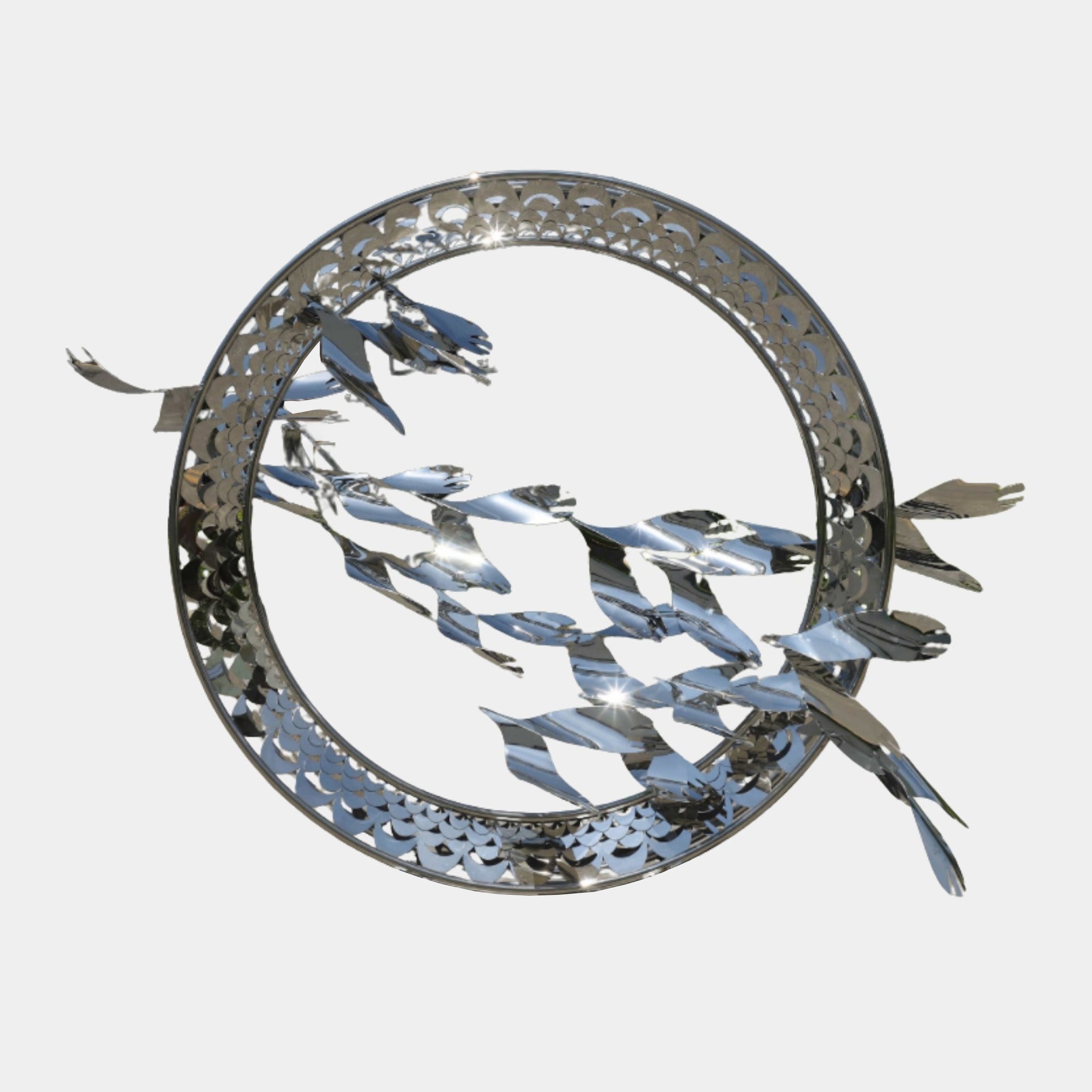 Silver Birds Stainless Steel Sculpture - 281cm