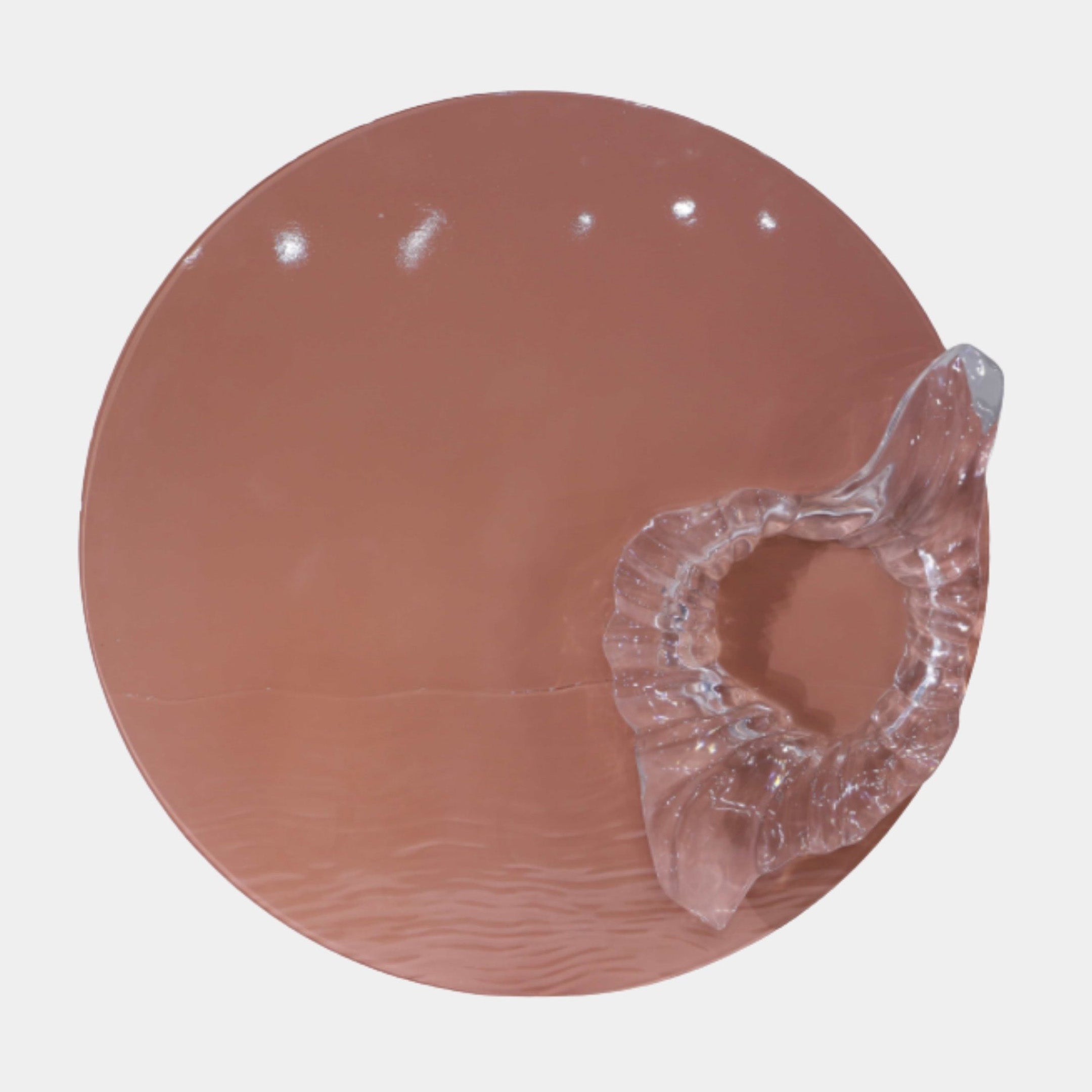 Pink and White Abstract Wave Disc Stainless Steel Sculpture - 124cm