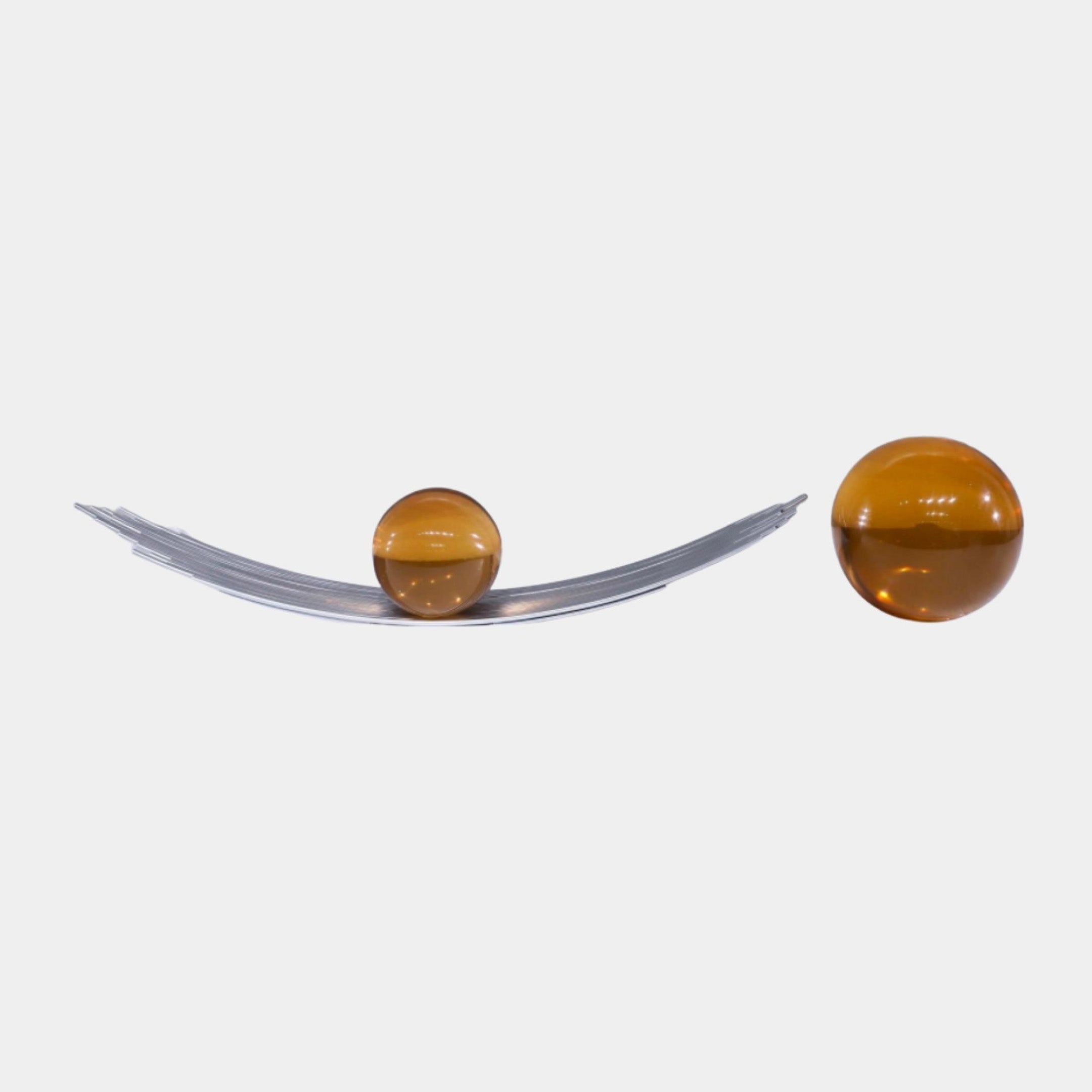 Silver and Orange Blade with Spheres Resin Sculpture - 95cm