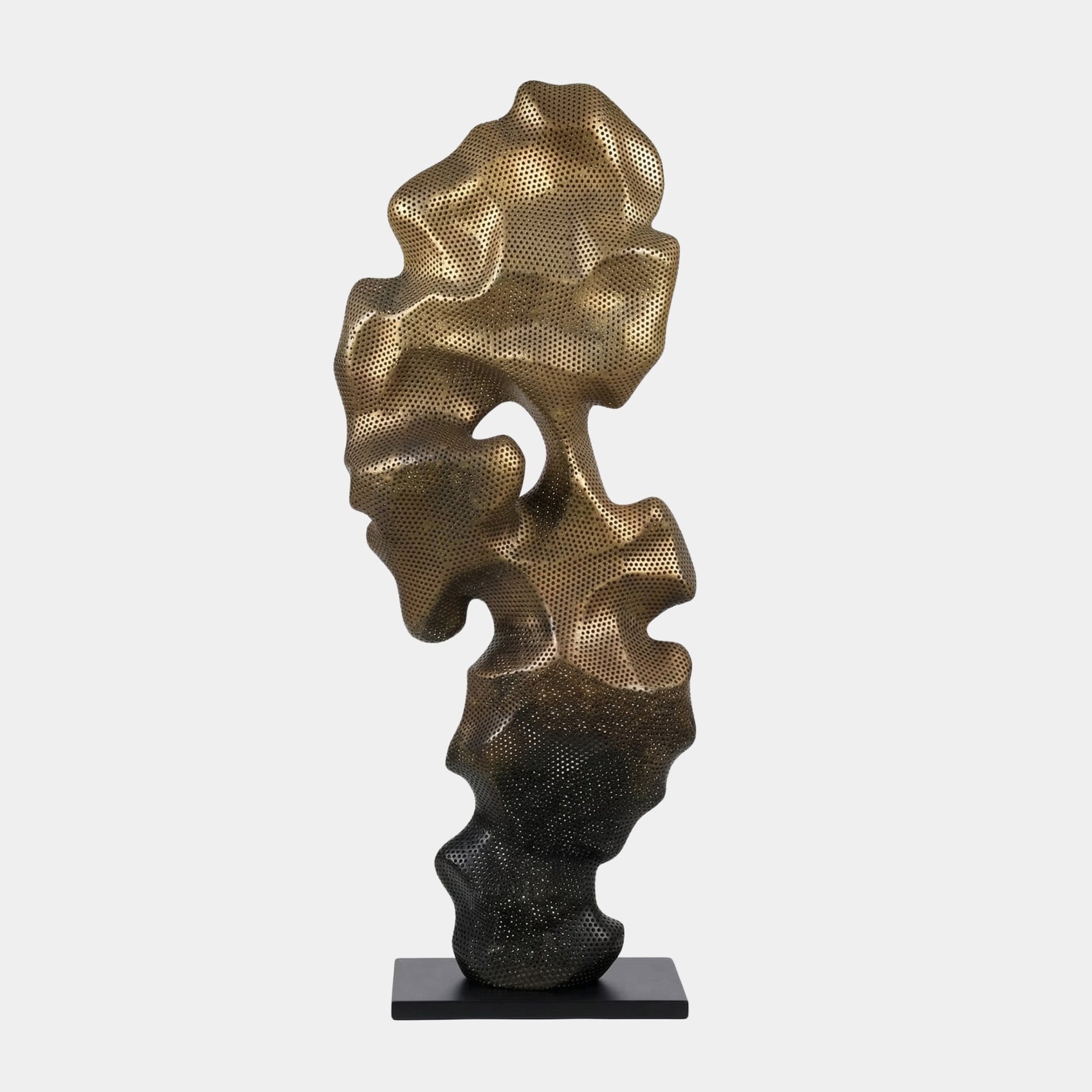 Black and Gold Abstract Flower Head Metal Sculpture - 163cm