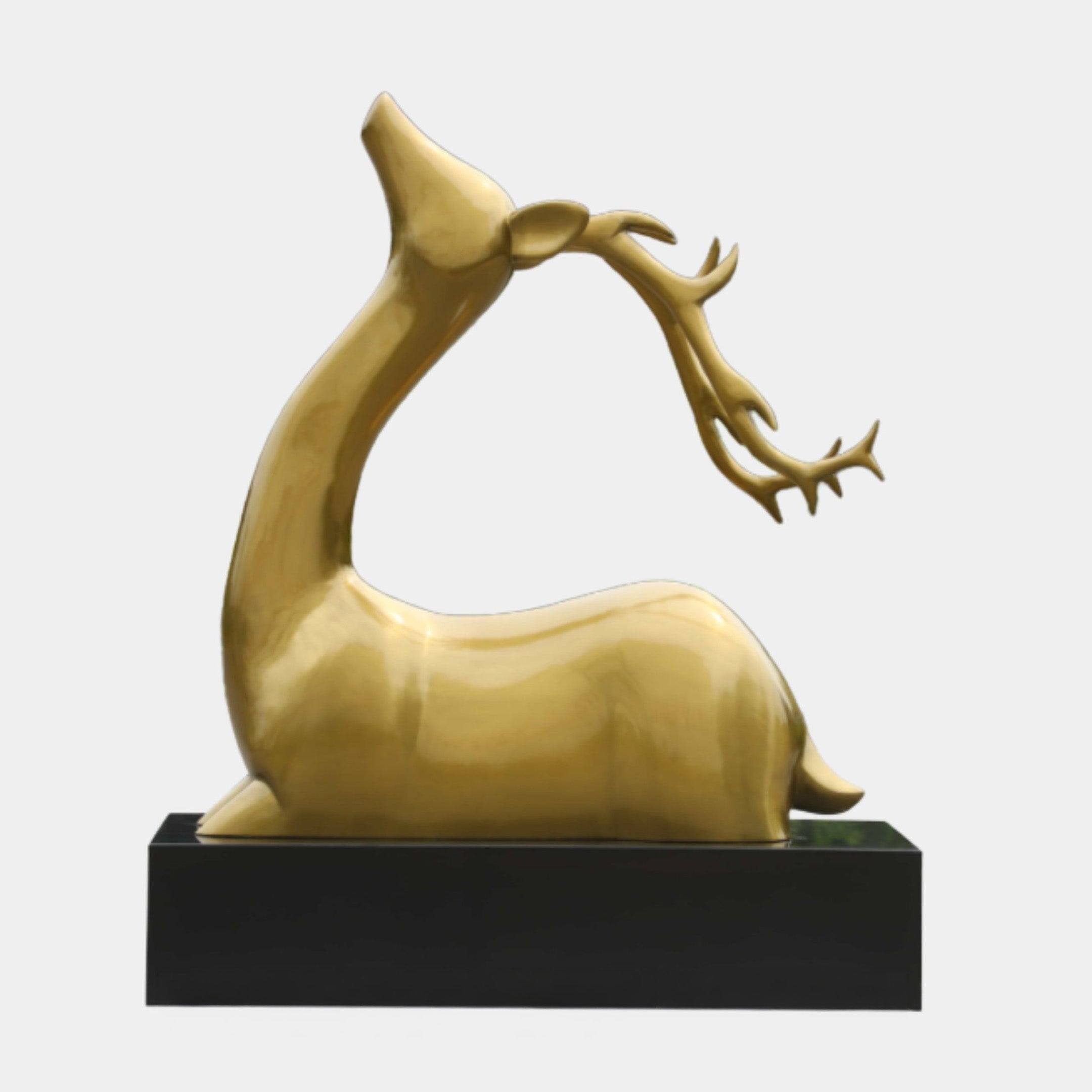 Gold Polished Abstract Deer Fibreglass Sculpture - 120cm