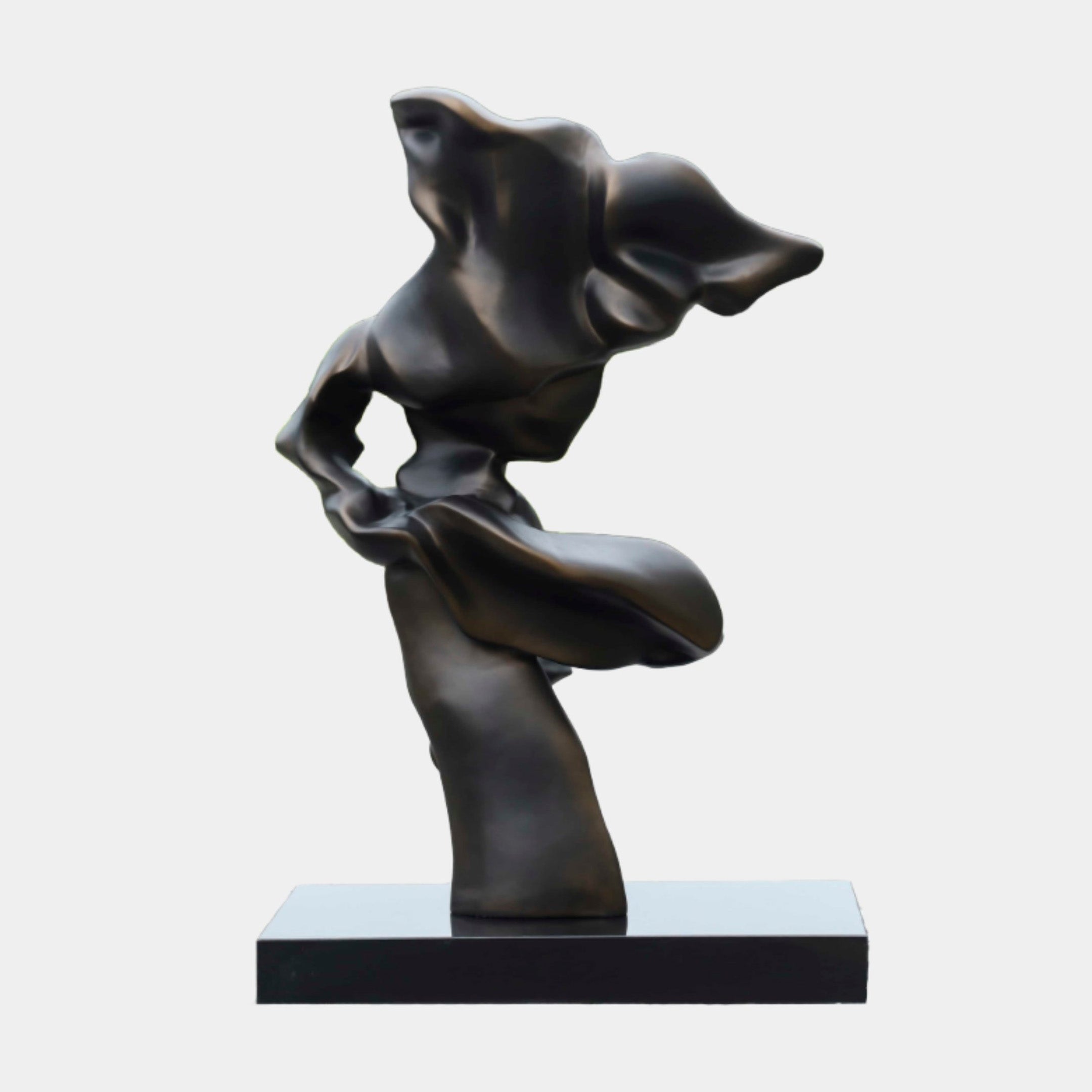 Black Abstract Female Figure on Black Base Metal Sculpture - 139cm