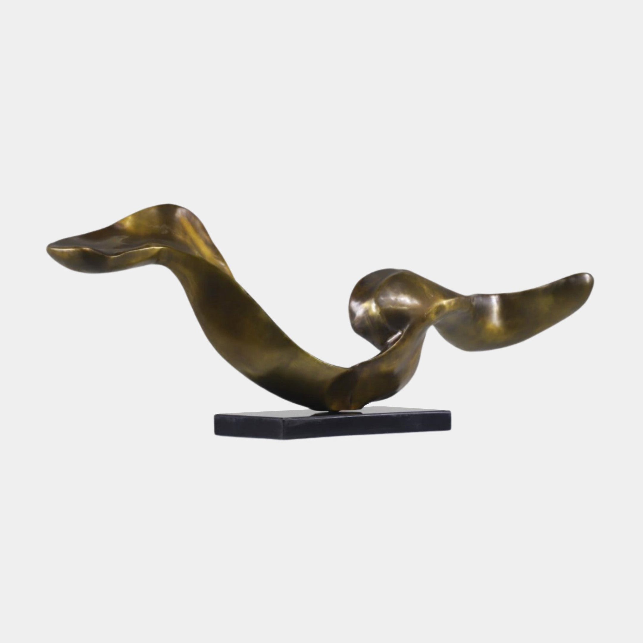 Bronze Abstract Flowing Ribbon Sculpture Brass - 100cm