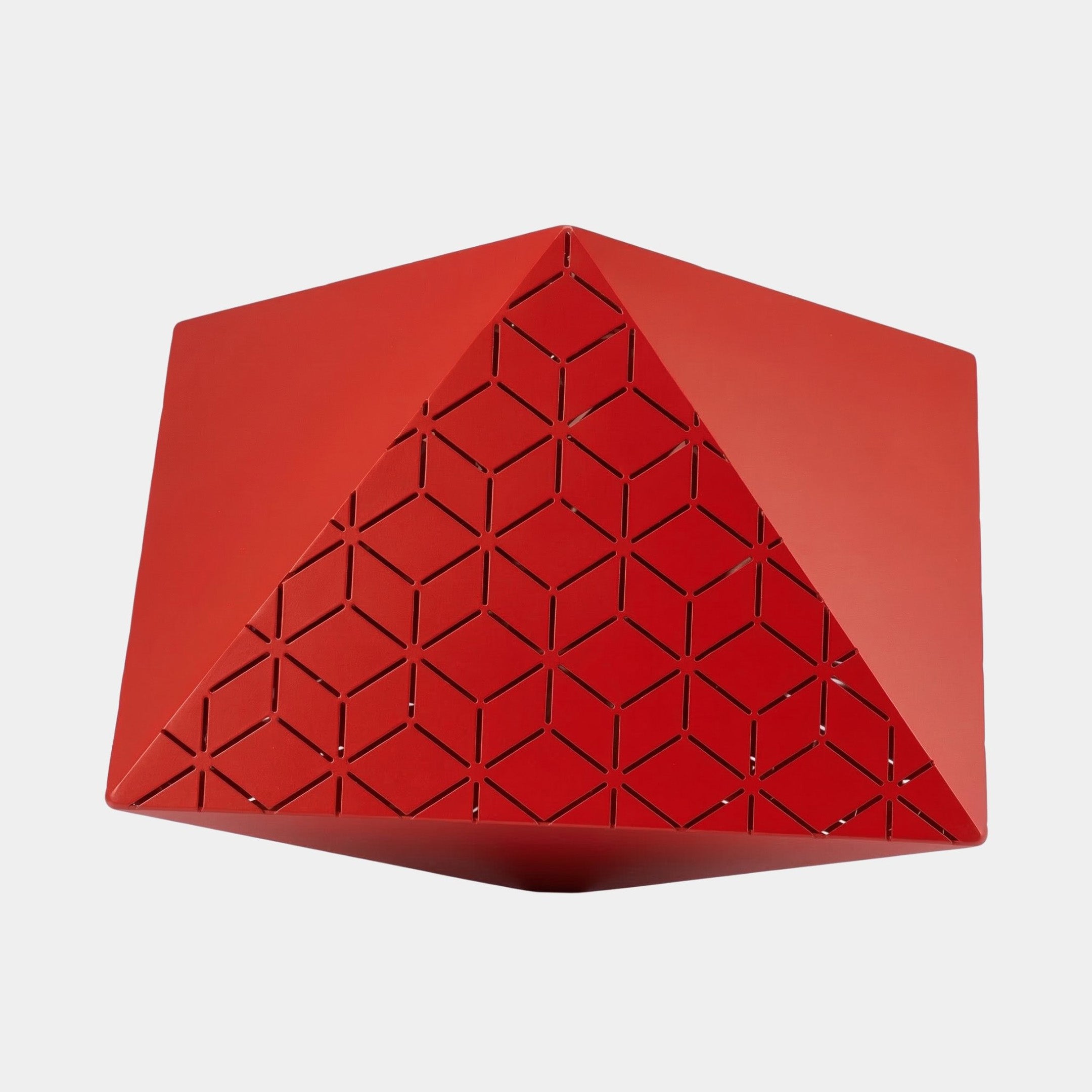 Red Geometric Diamond Stainless Steel Sculpture - 102cm