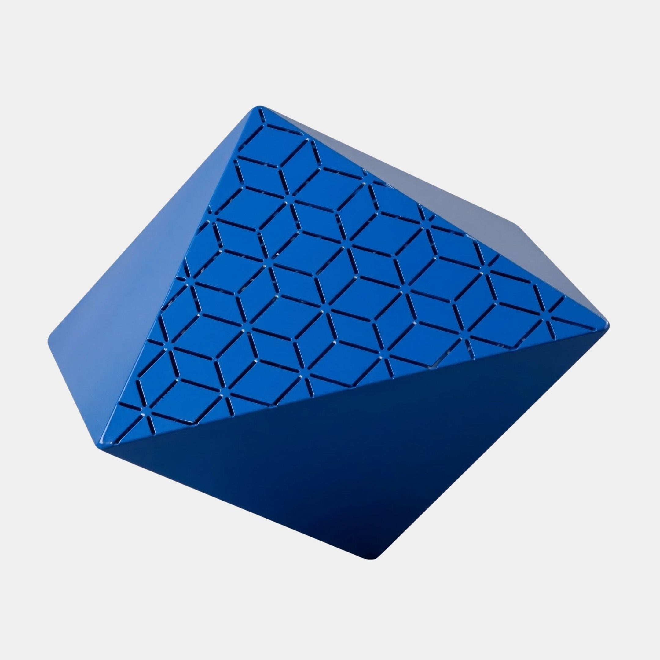 Blue Geometric Diamond Stainless Steel Sculpture - 80cm