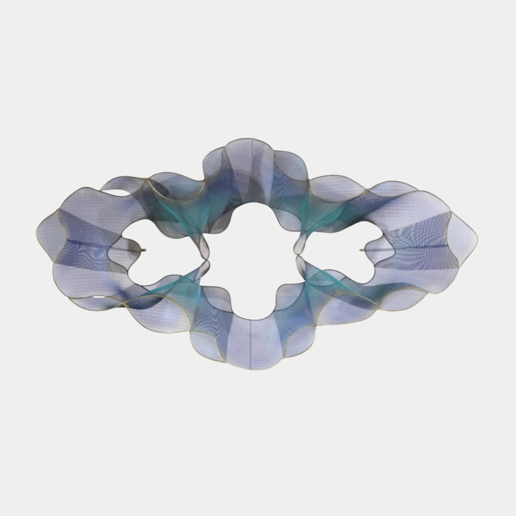 Blue Abstract Flower Petal Forms Stainless Steel Sculpture - 150cm