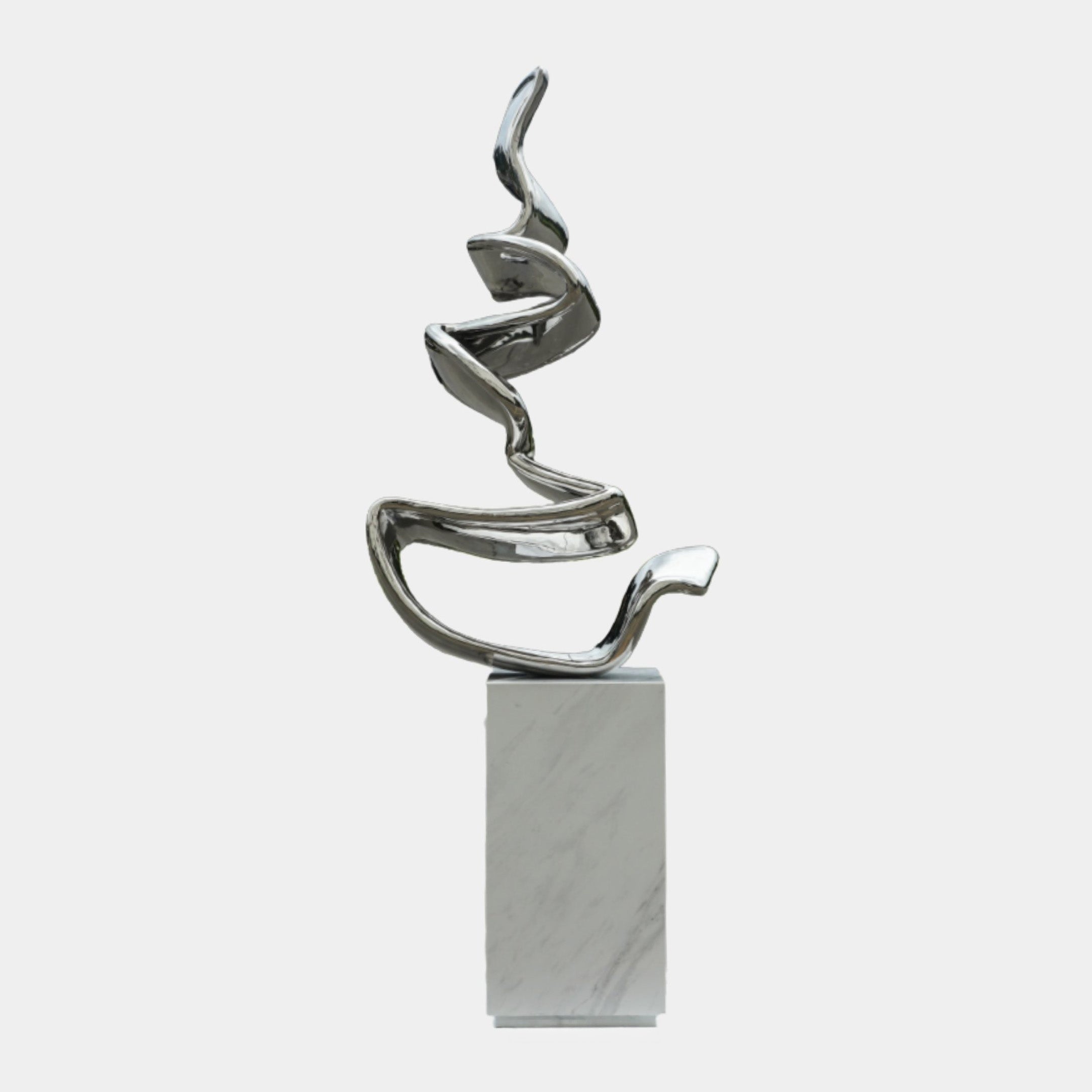 Silver Abstract Helix Sculpture - 205cm