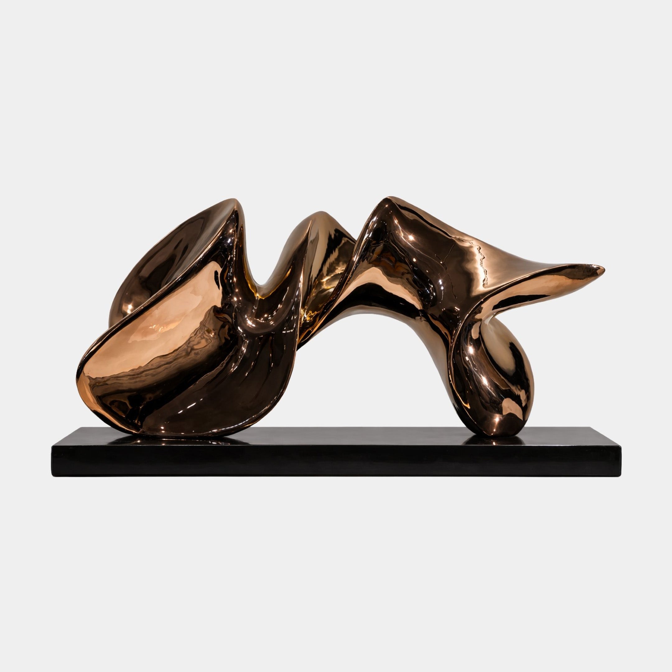 Bronze Polished Paired Abstract Birds Stainless Steel Sculpture - 80cm