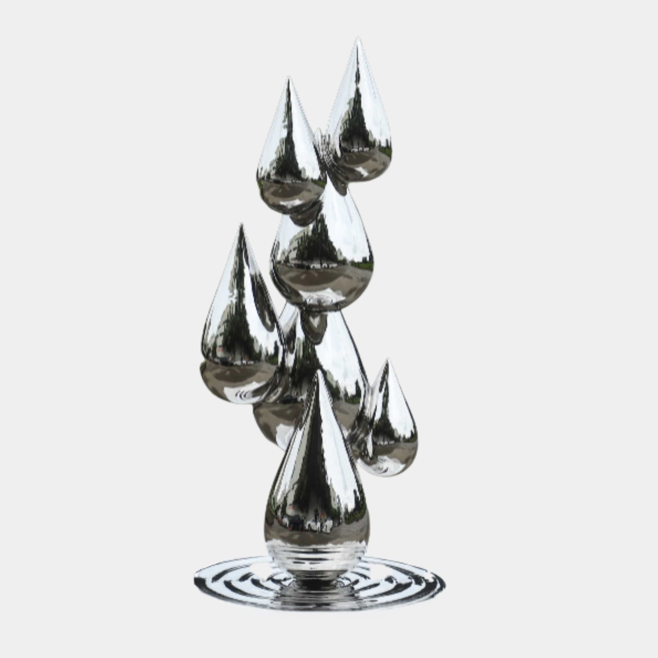 Silver Mirror-Polished Raindrop Cluster Stainless Steel Sculpture - 160cm