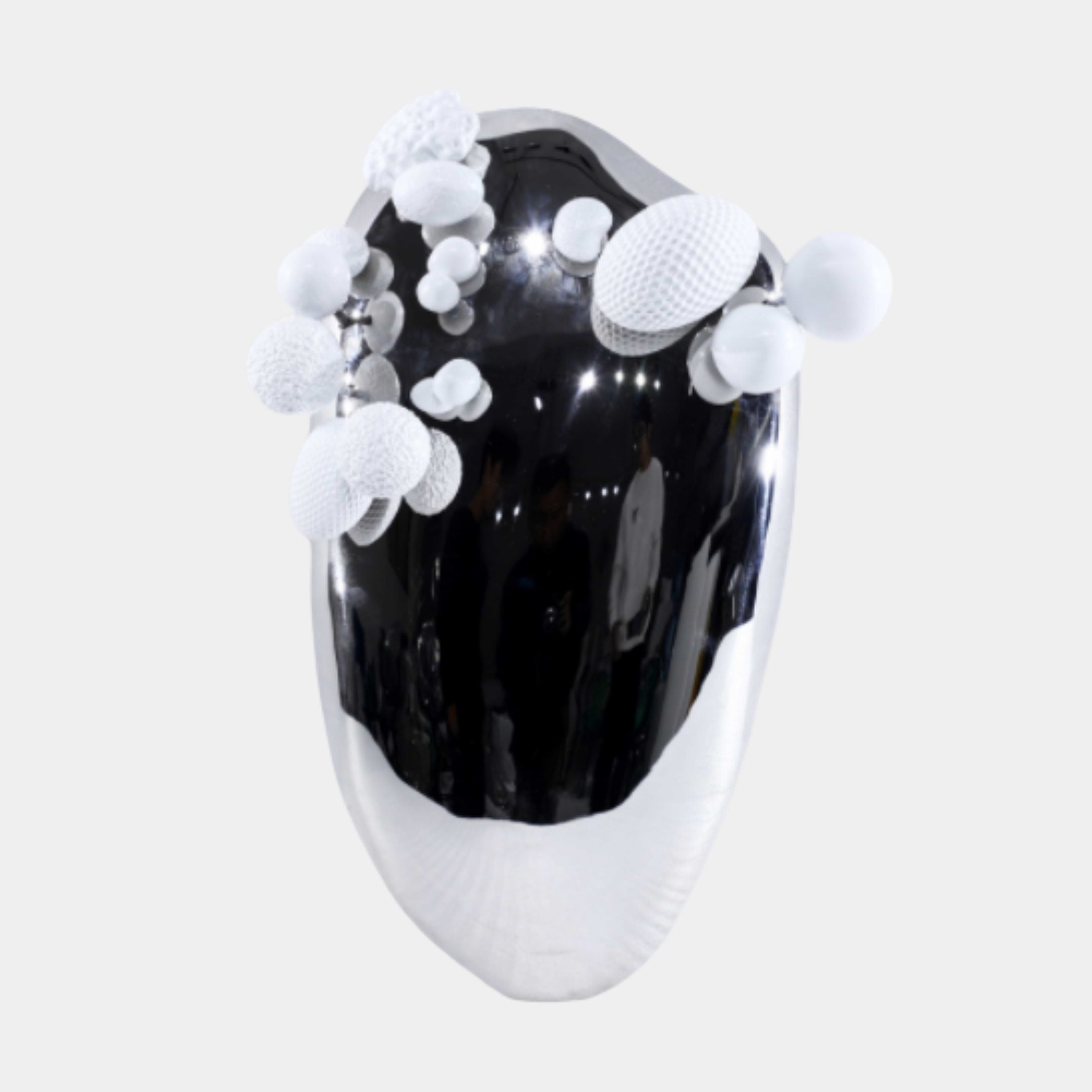 Silver Ovoid Stainless Steel Sculpture - 32cm