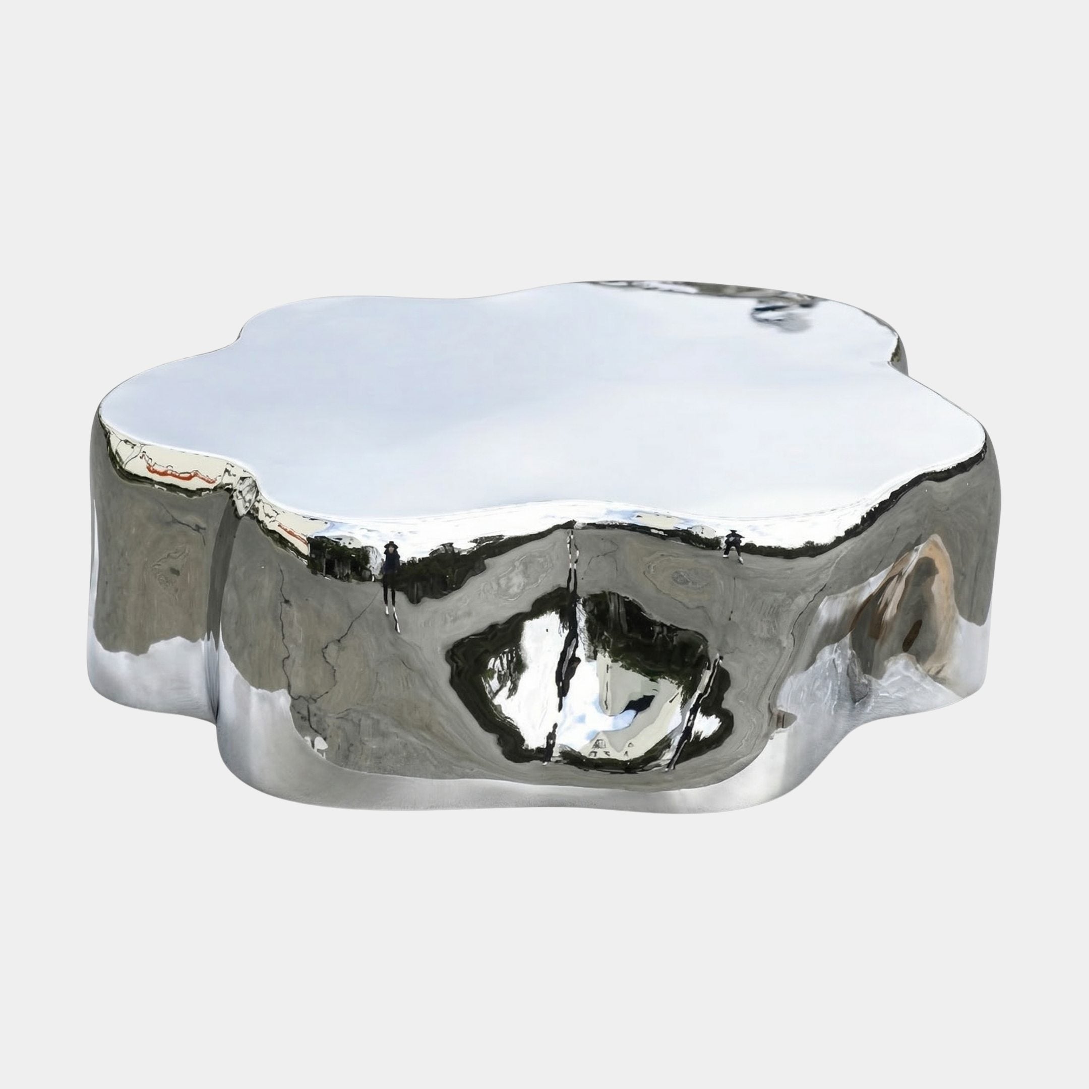 Silver Coffee Table Stainless Steel Sculpture - 100cm