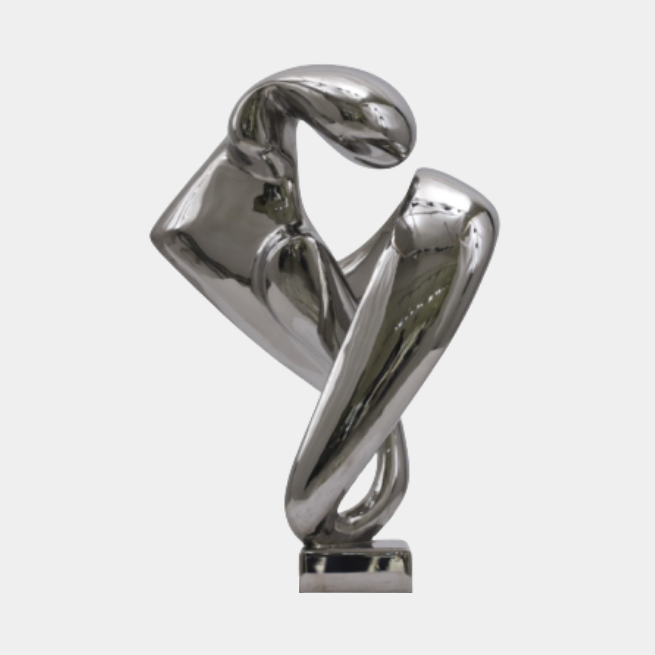 Silver Abstract Embracing Figures Stainless Steel Sculpture - 66cm