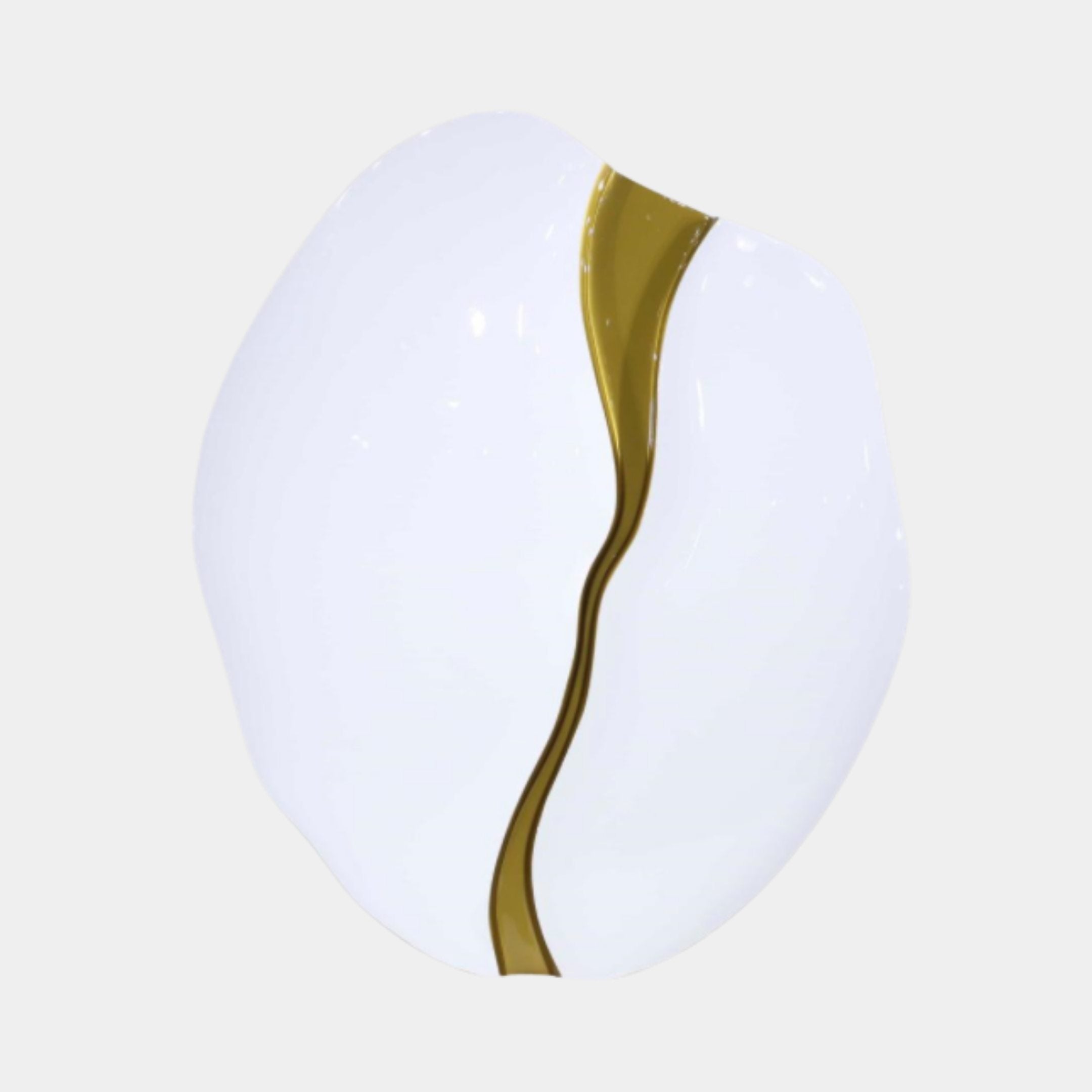 White and Gold Abstract Coffee Bean Stainless Steel Sculpture - 113cm