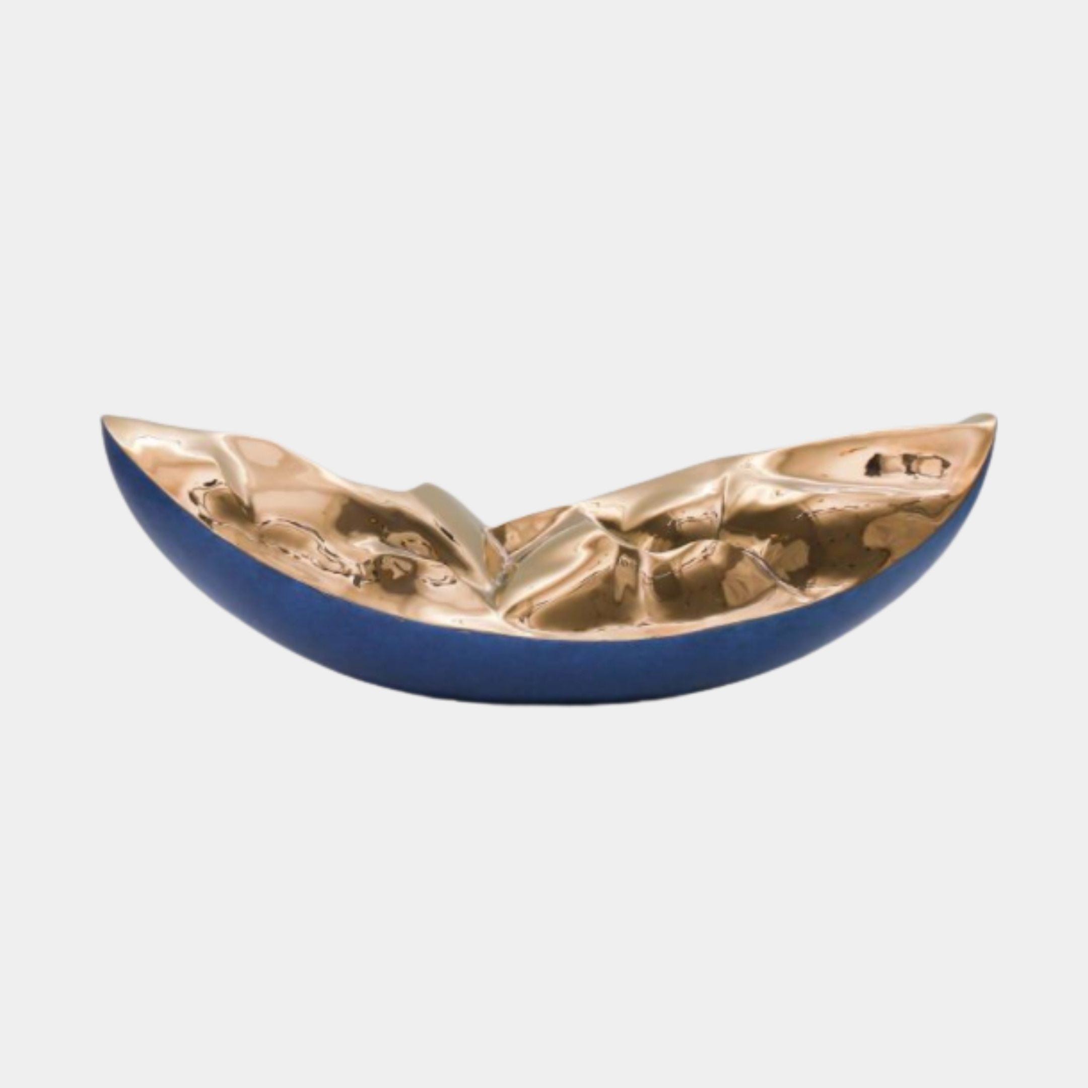 Copper and Blue Crescent Boat Bowl - 65cm