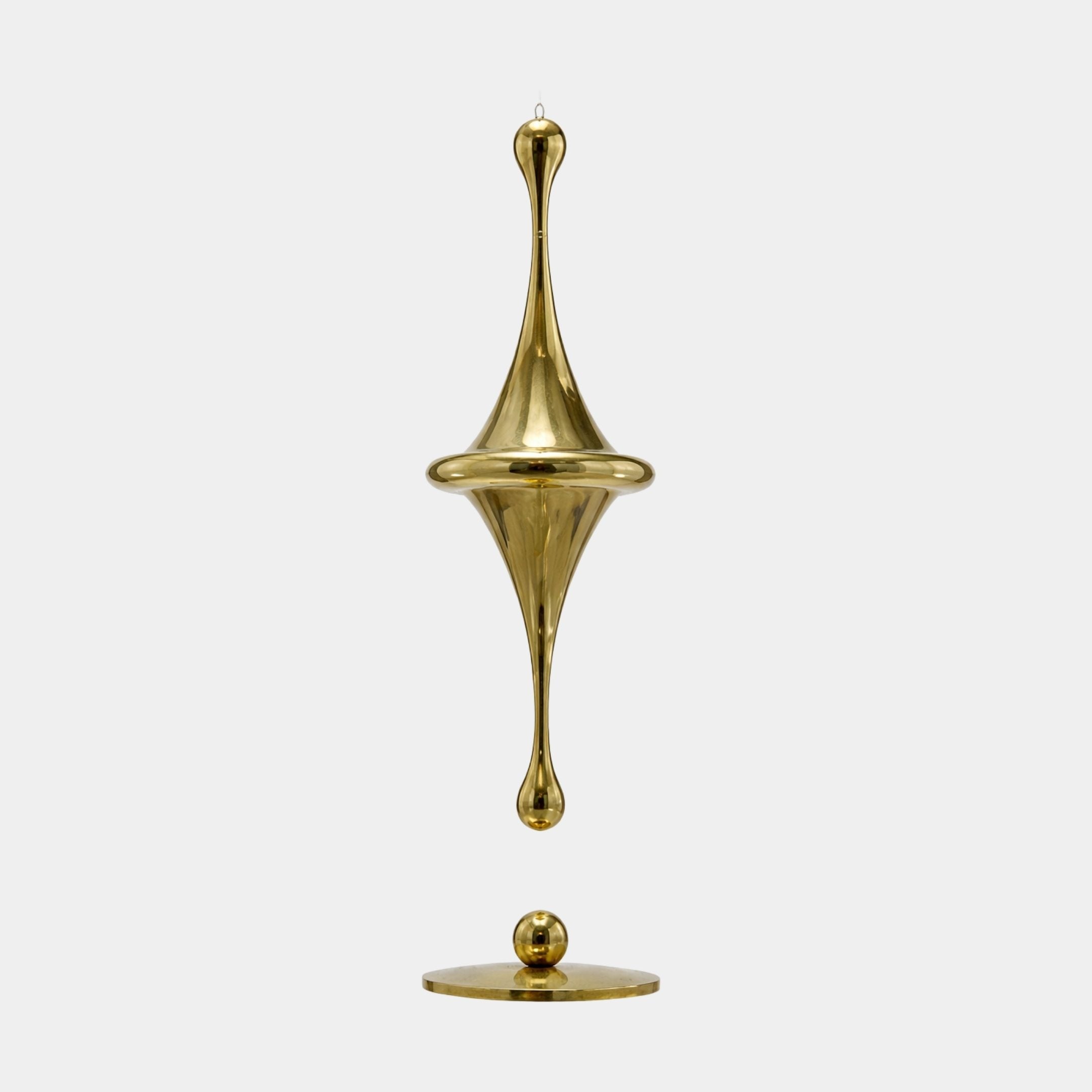 Gold Spinning Top Form Stainless Steel Sculpture - 130cm