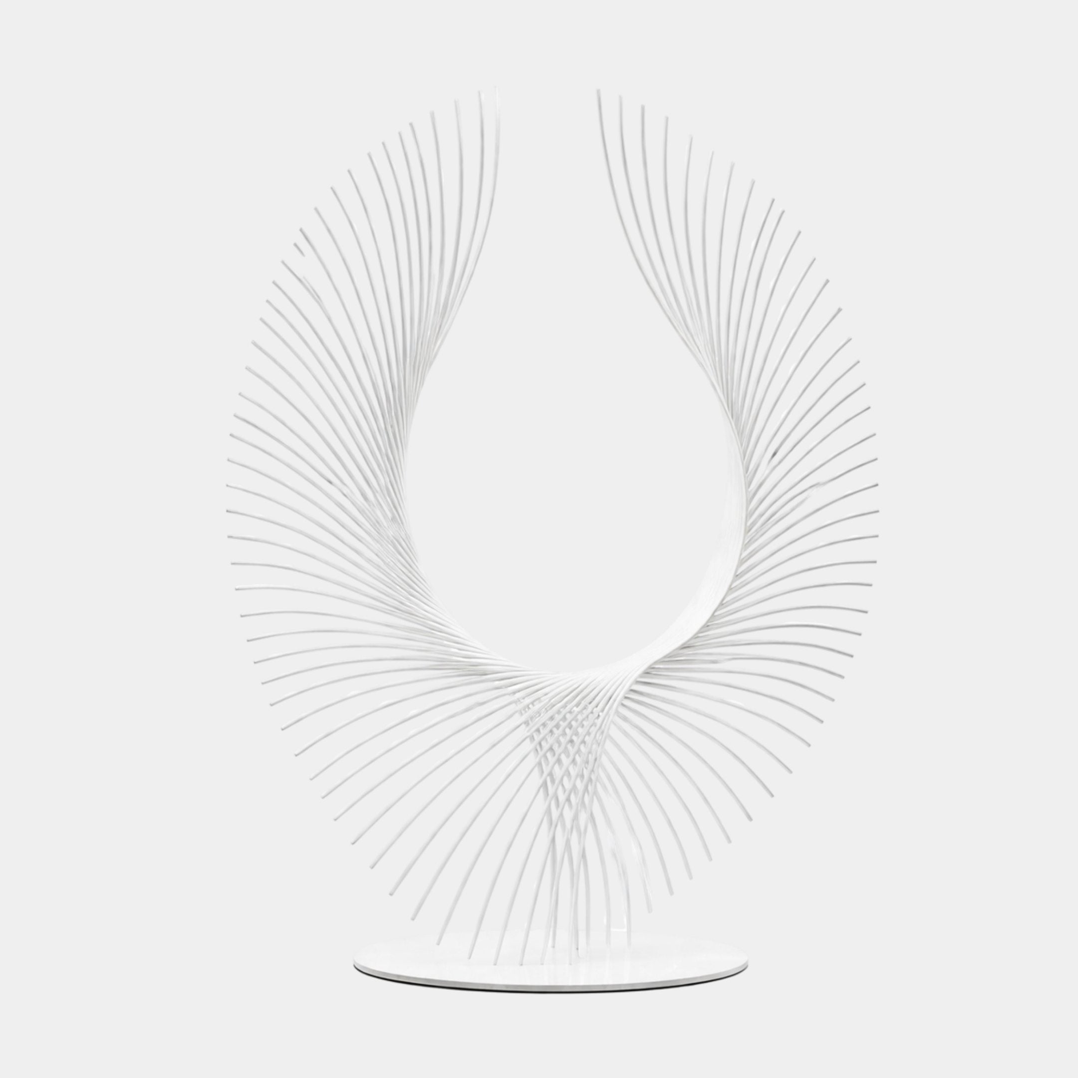 White Peacock Fan Tail Stainless Steel Sculpture - 305cm