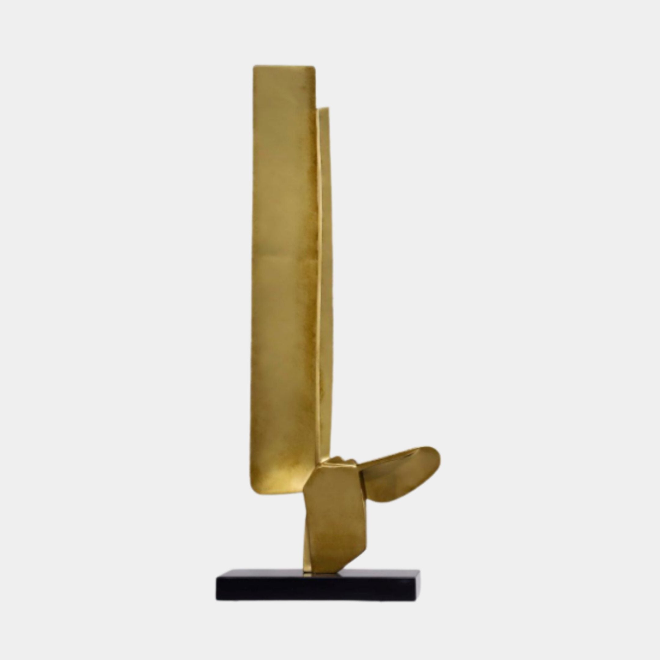 Gold Geometric L-Shape Stainless Steel Sculpture - 115cm