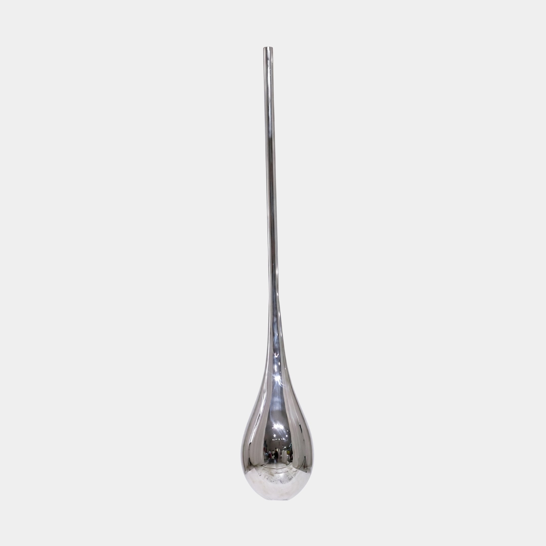 Silver Slender Teardrop Pendant Stainless Steel Sculpture - 118cm