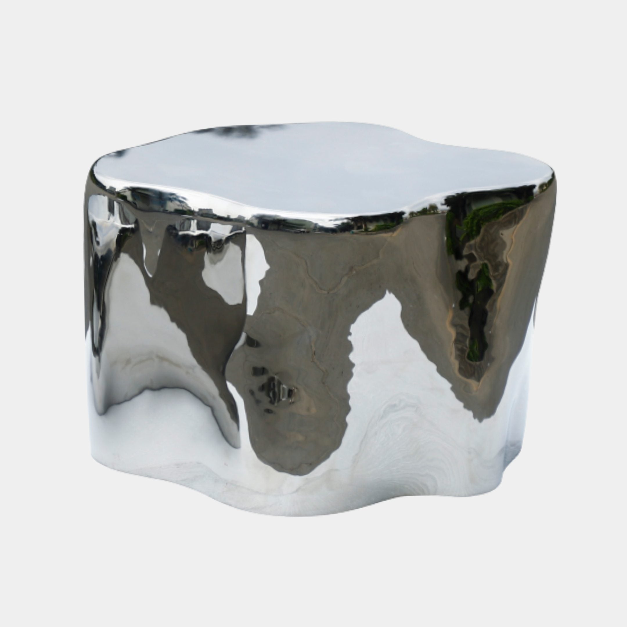 Silver Coffee Table Stainless Steel Sculpture - 55cm