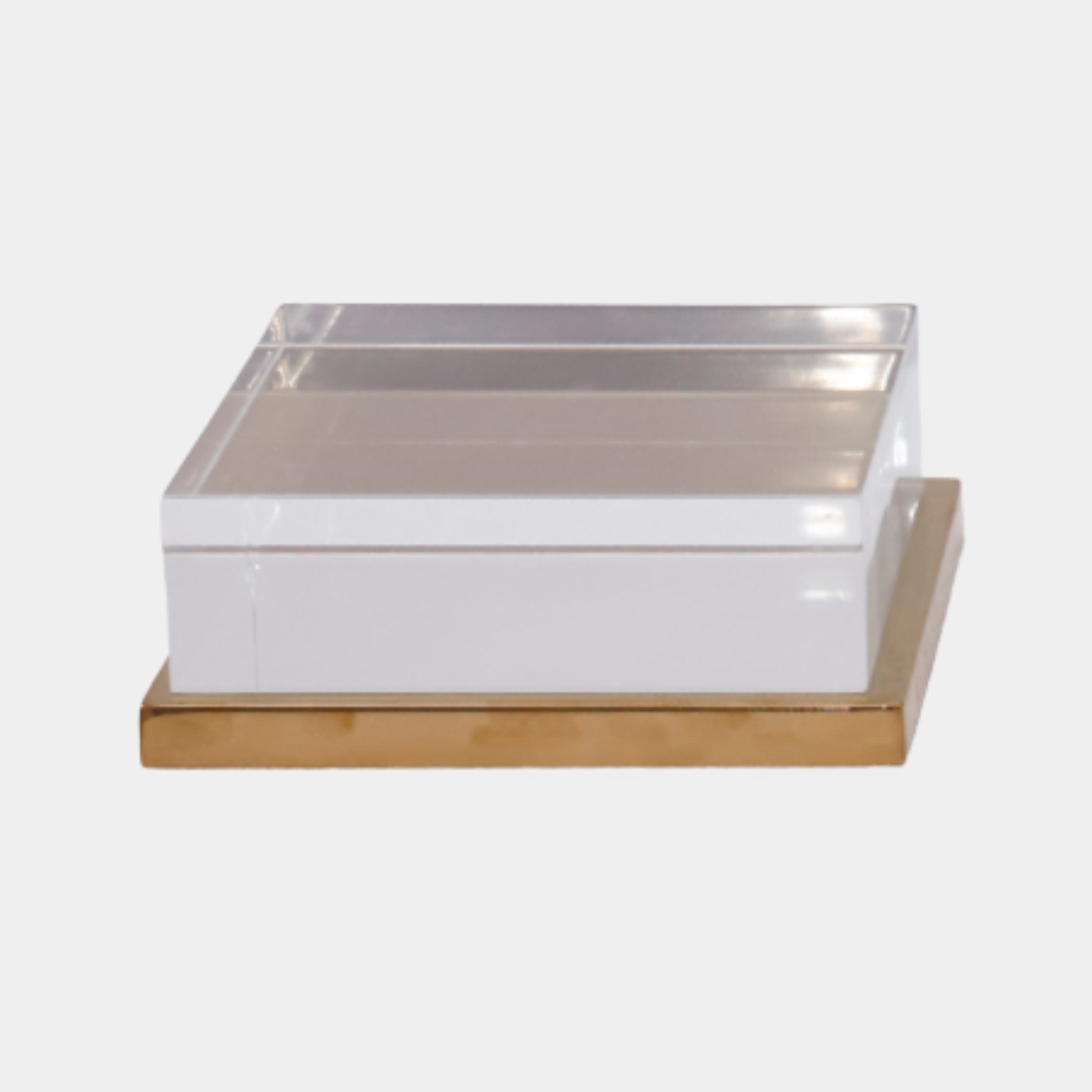 White and Gold Box on a Base - 20cm