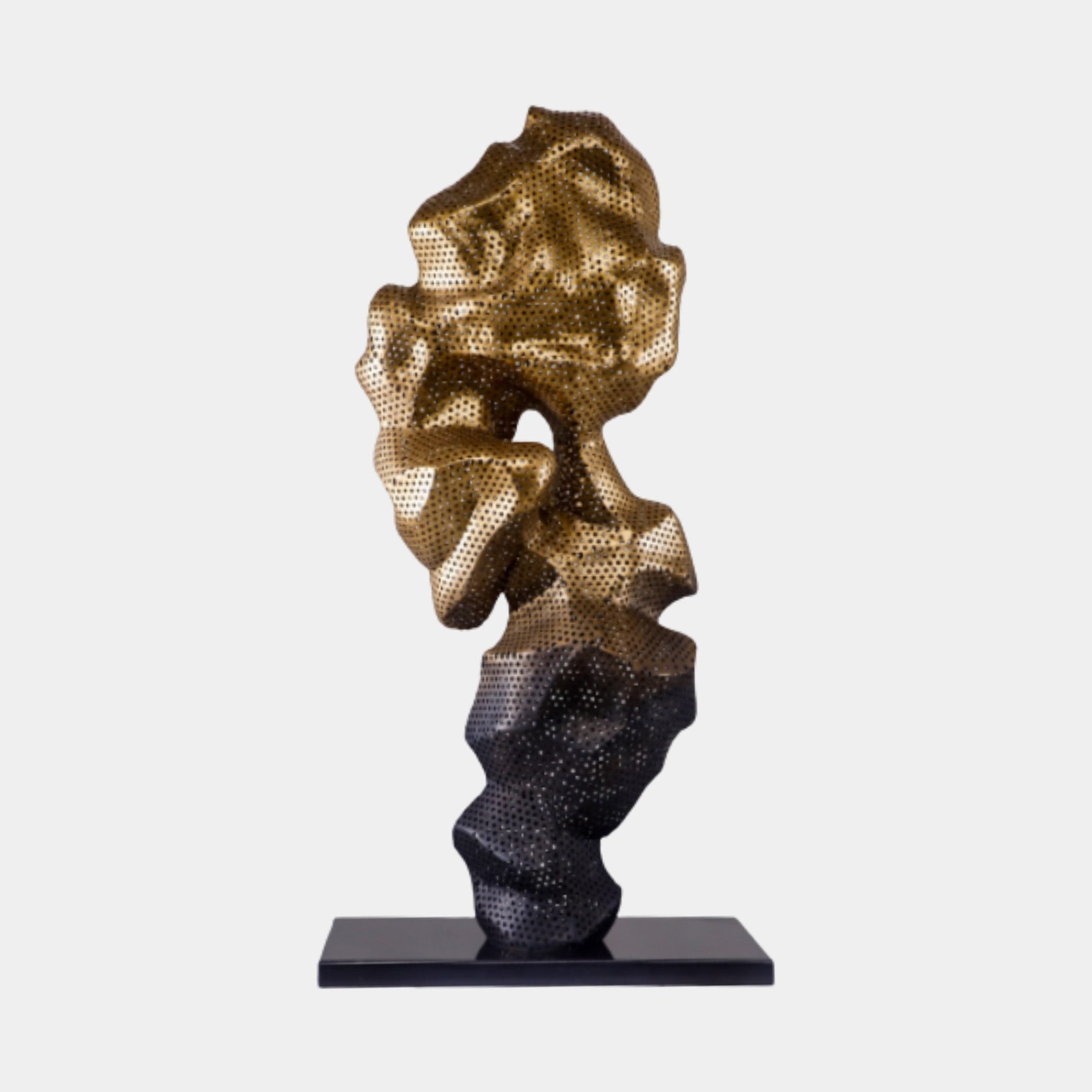 Gold Lobed Column Stainless Steel Sculpture - 103cm