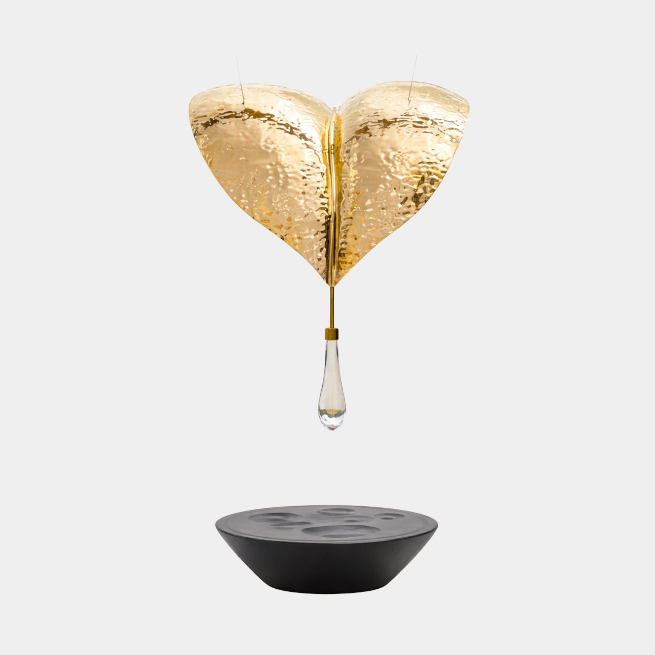 Gold Abstract Heart Leaf on Stem Stainless Steel Sculpture - 105cm