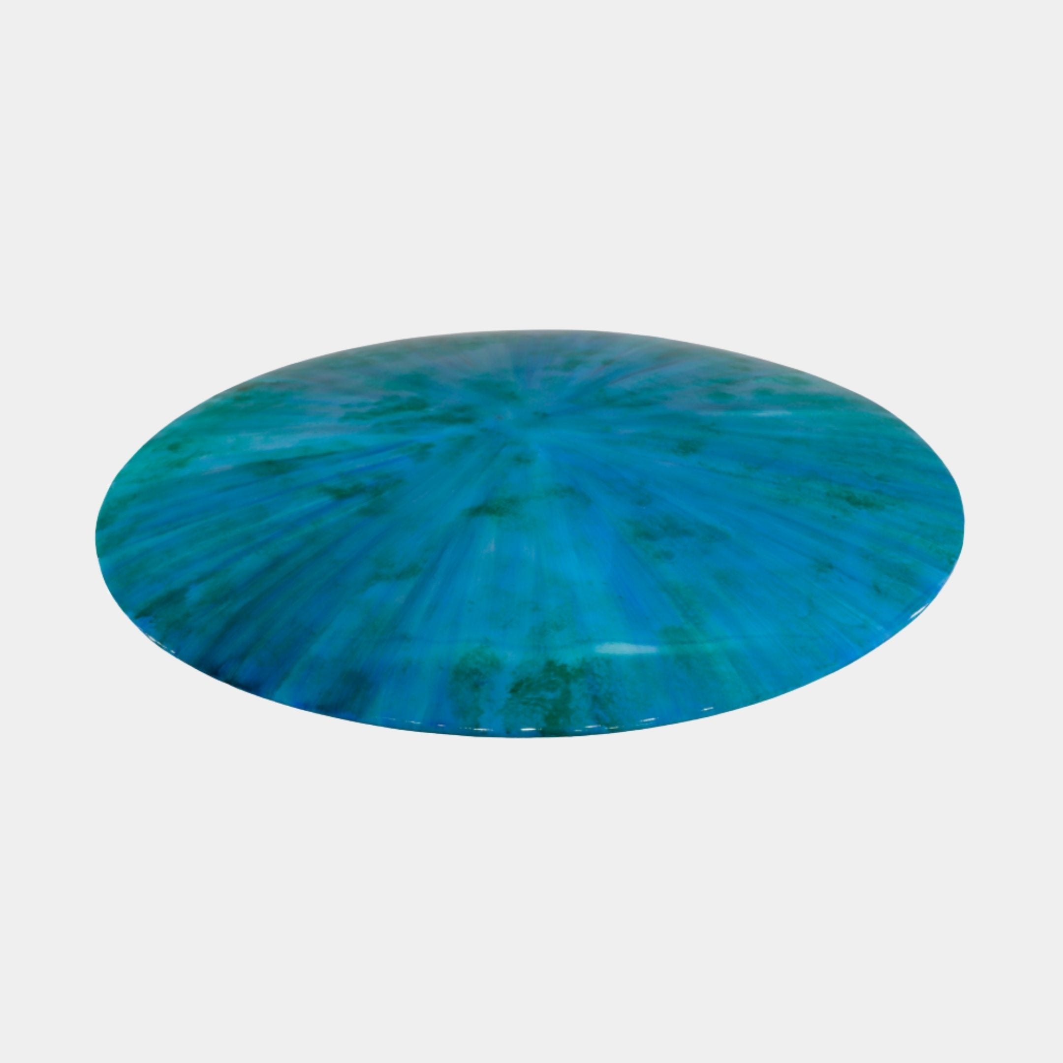 Blue Iridescent Flat Disc Metal Sculpture - 100cm
