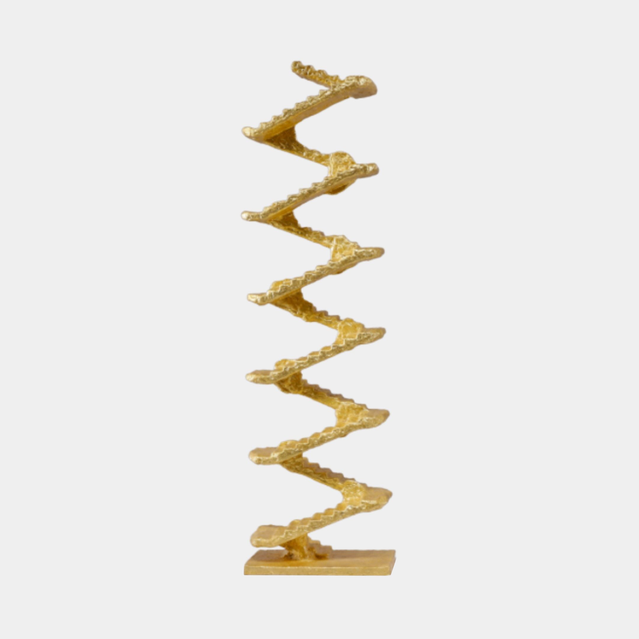 Gold Abstract Zigzag Lightning Bolt Fibreglass Sculpture - 146cm