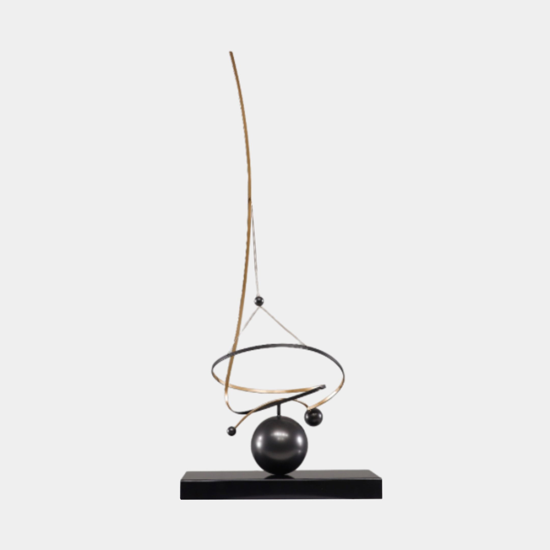 Gold and Black Abstract Orbital Pendulum Metal Sculpture - 113cm