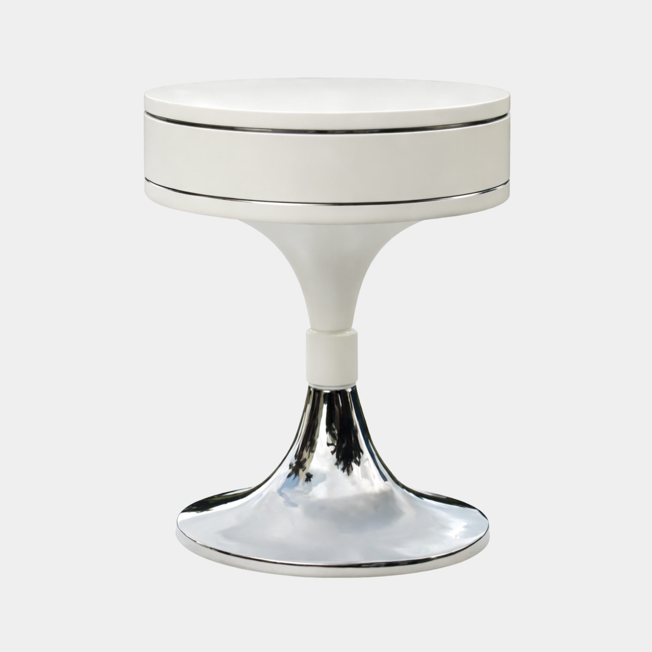 White Polished Mushroom Stool Stainless Steel - 45cm