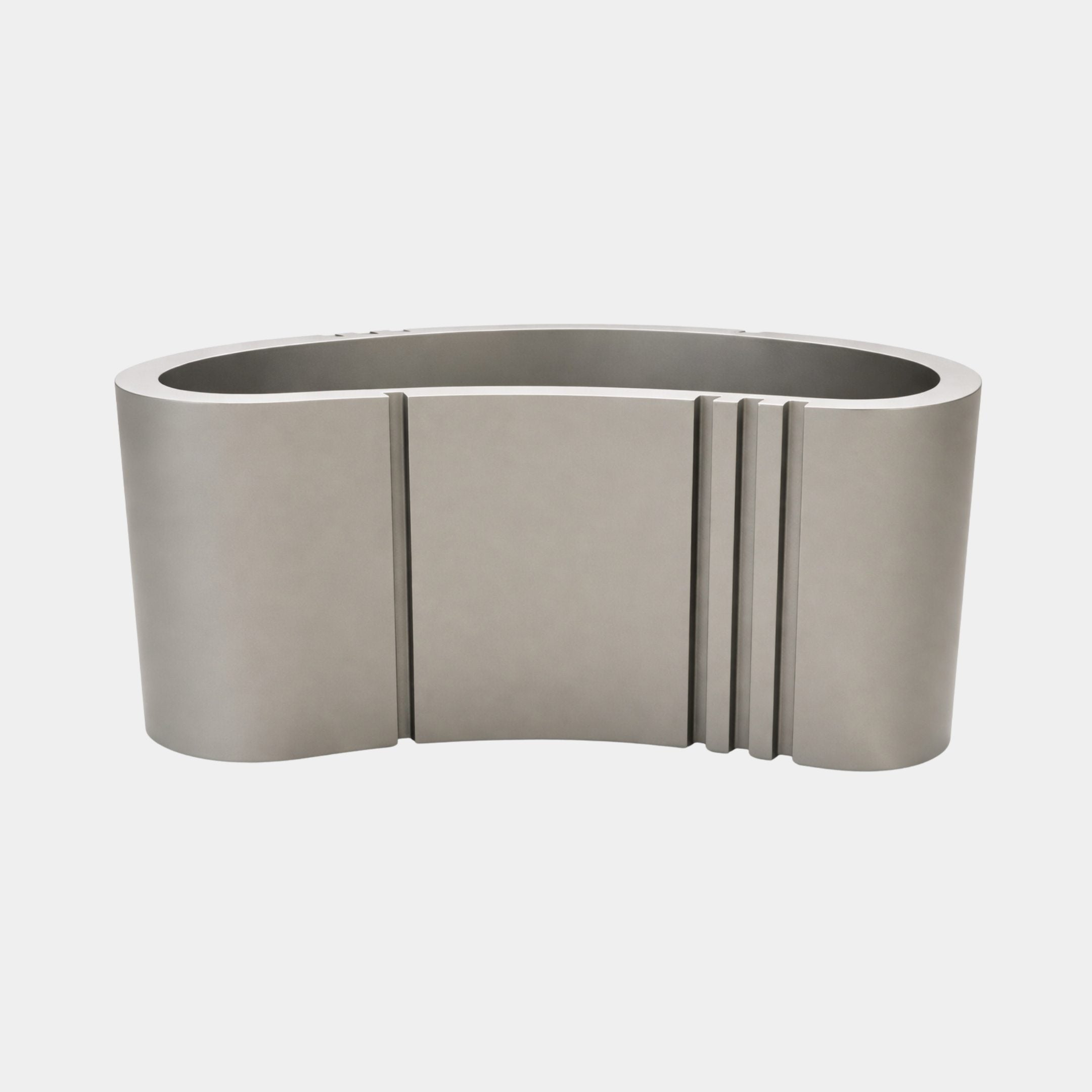 Grey Organic Curved Reception Desk Stainless Steel - 124cm