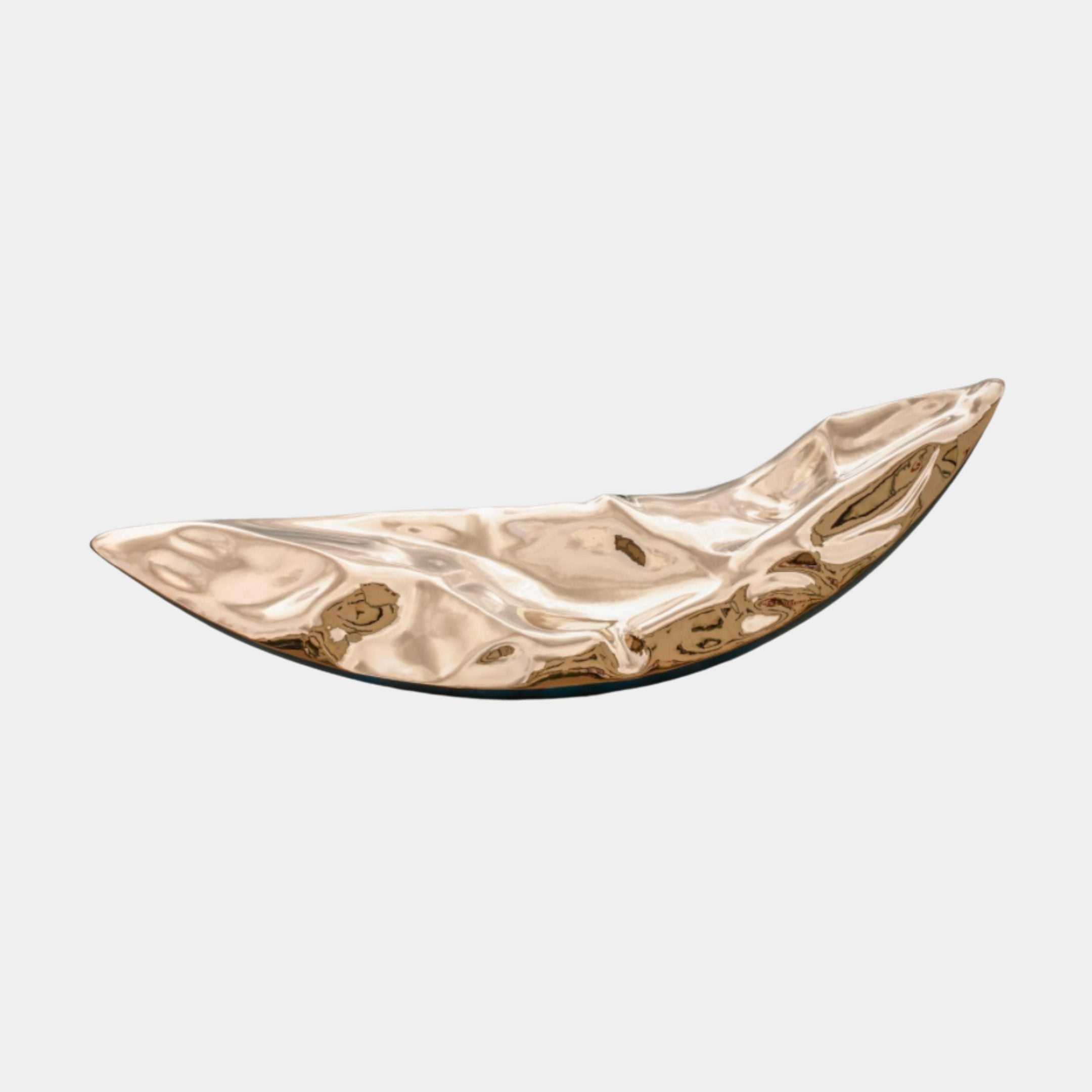 Rose Gold Crumpled Leaf Stainless Steel Sculpture - 195cm