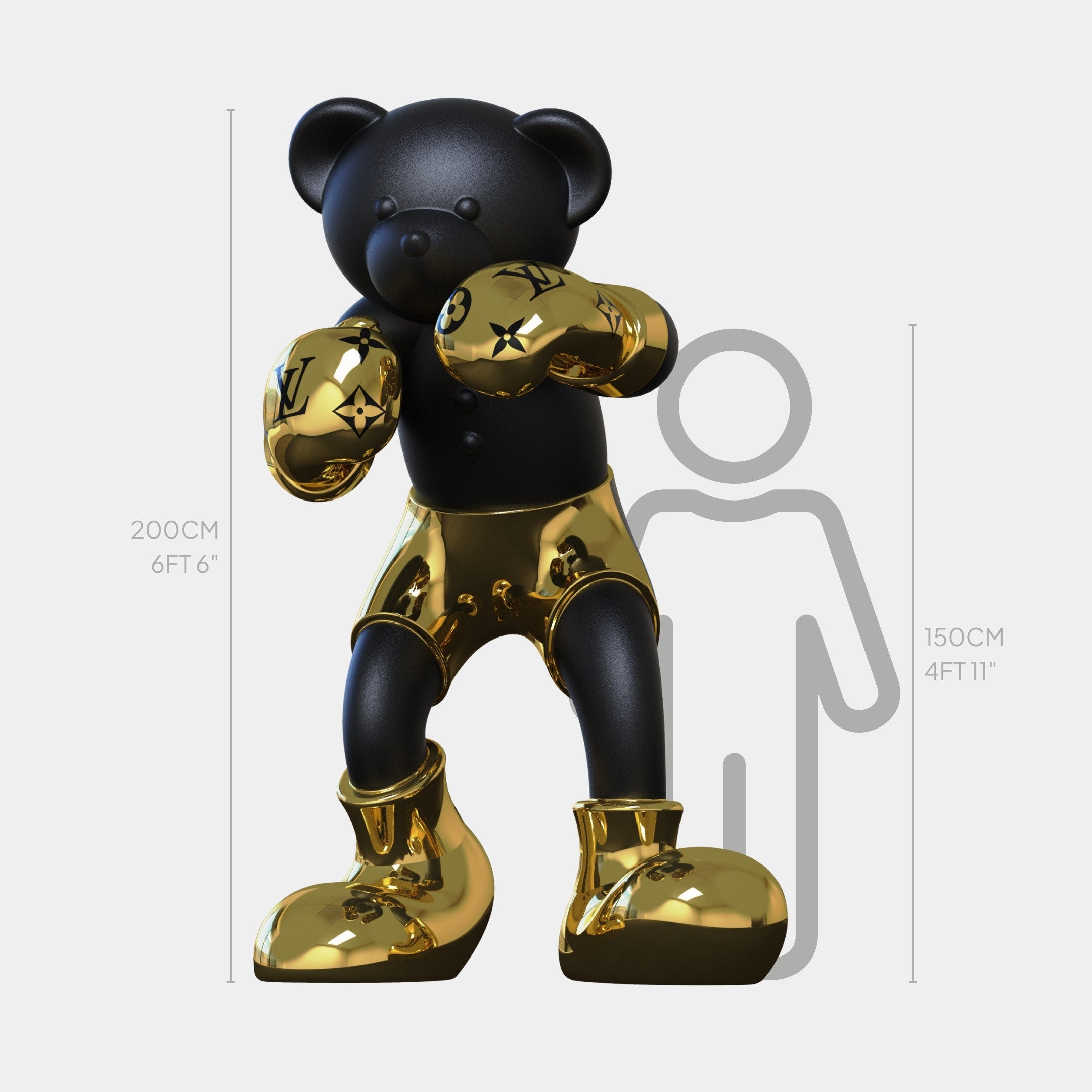 Gacko Electroplated Gold LV Boxer Bear Sculpture - 200cm