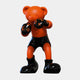 The Gacko Orange LV Boxer Bear Sculpture - 80cm by Giant Sculptures is a pop art piece featuring an orange bear in a boxing stance with black LV gloves, shorts, and boots, set against a plain white background.