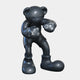 The Gacko Grey LV Boxer Bear Sculpture - 200cm by Giant Sculptures is a glossy dark gray pop art bear with bent limbs and oversized LV-inspired boxing gloves—a striking limited edition for modern spaces.