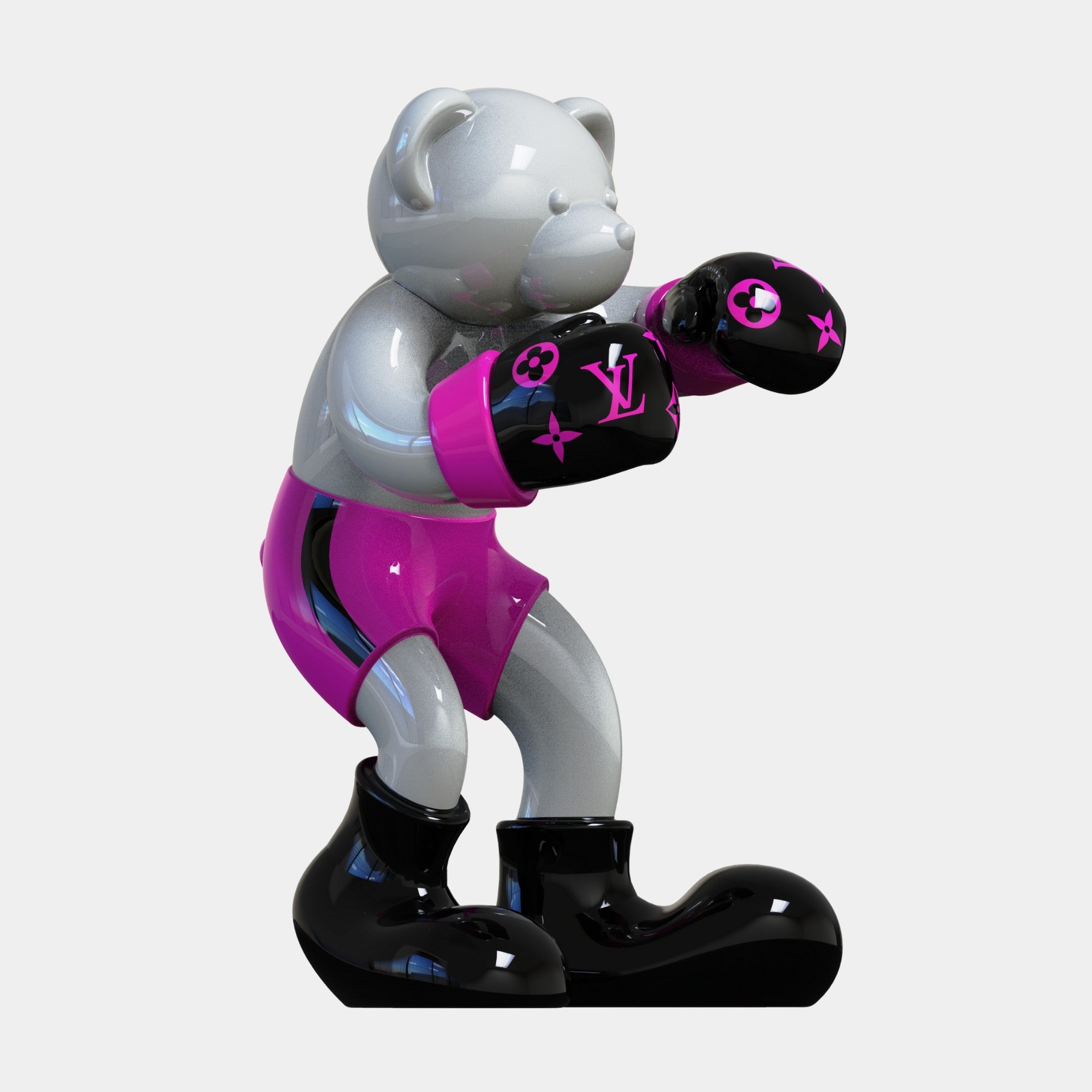 Gacko Pink LV Boxer Bear Sculpture - 200cm