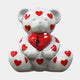 The Gacko Banksy Love Bear Sculpture by Giant Sculptures is an 80cm glossy white teddy bear with red hearts, holding a red heart featuring a girl releasing a heart-shaped balloon—a playful collectible pop art piece.