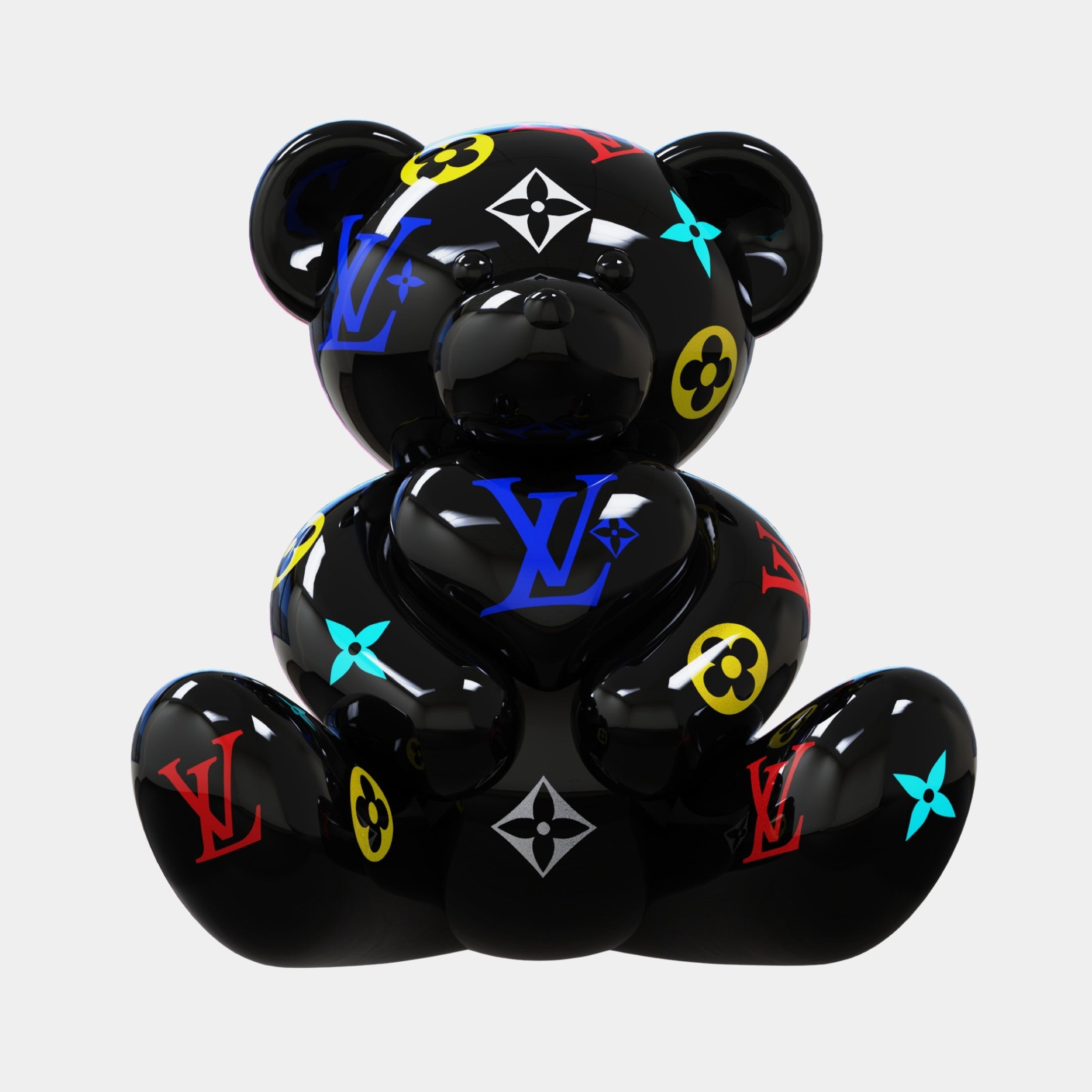 Gacko Multicoloured LV Love Bear Sculpture - 80cm