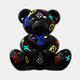 The Gacko Multicoloured LV Love Bear Sculpture (80cm) by Giant Sculptures features glossy black finish and vibrant Louis Vuitton monograms—an eye-catching pop art collectible that stands out against a plain white background.