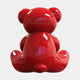 The Gacko Love Bear Sculpture - 160cm by Giant Sculptures is a glossy red pop art piece with rounded ears and limbs, reflecting light on its shiny surface as it sits facing away against a plain white background.