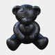 The Gacko Black LV Love Bear Sculpture - 160cm by Giant Sculptures, featuring matte black with Louis Vuitton monograms, sits facing forward against a white background—ideal for modern interiors or as a bold pop art piece.