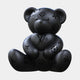 The Gacko Black LV Love Bear Sculpture - 160cm by Giant Sculptures showcases glossy Louis Vuitton monograms on matte black, sitting upright—a bold pop art piece ideal for contemporary interiors.