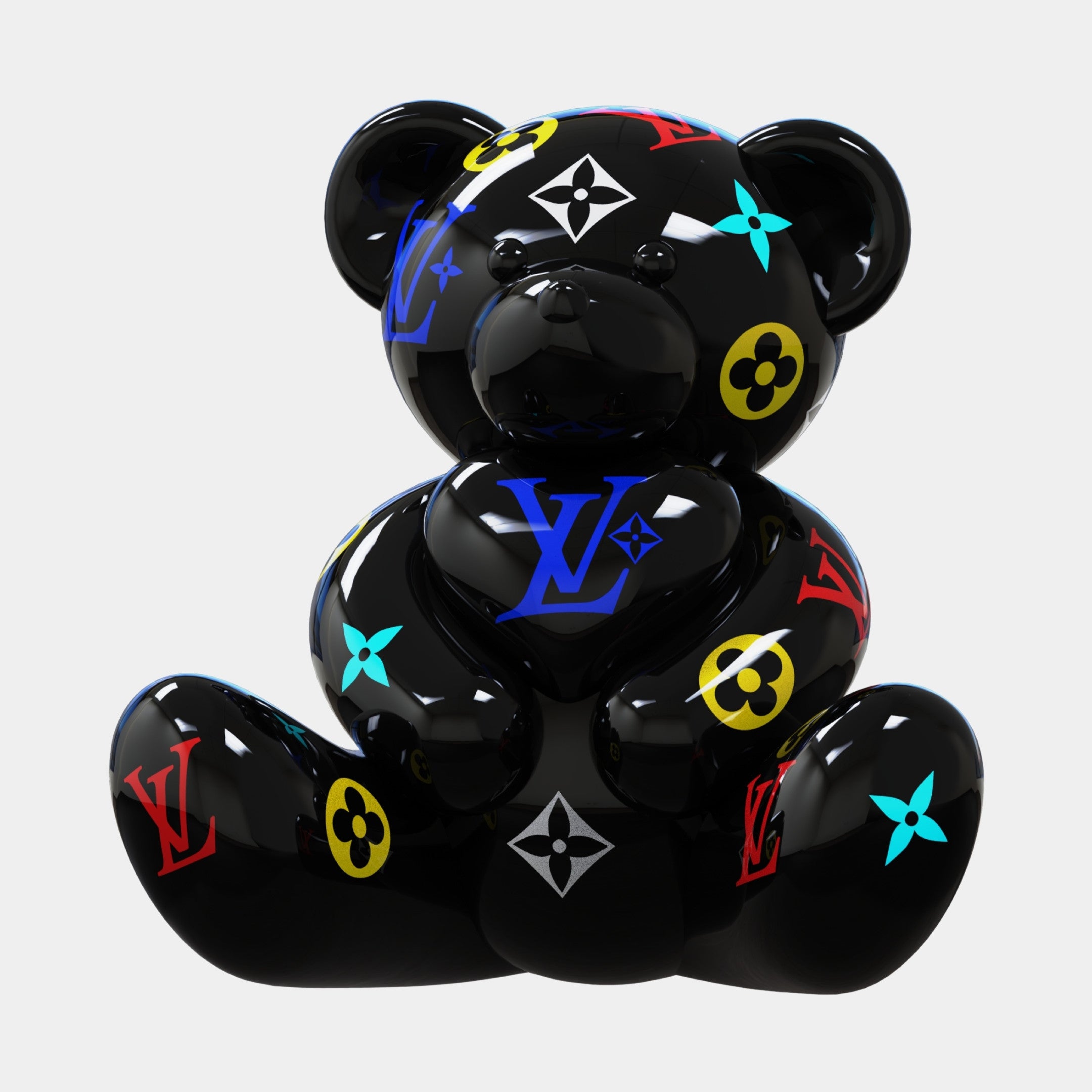 Gacko Multicoloured LV Love Bear Sculpture - 80cm