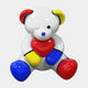 The Gacko Mondrian Love Bear Sculpture - 160cm by Giant Sculptures is a glossy white Pop Art bear with bright red, yellow, and blue accents, holding a shiny red heart. The design is inspired by André Gacko and captured against a plain white background.