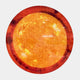 Galaxia Sun Crystal Porcelain LED Wall Art by Giant Sculptures showing a circular sun motif in vivid amber, orange, and deep red tones with a darker outer ring, displayed against a plain light background.